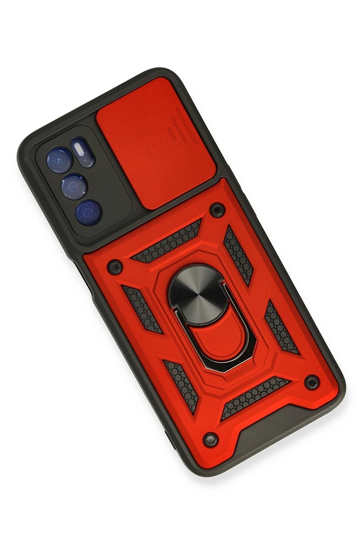 Oppo A16 Kılıf Pars Lens Yüzüklü Si̇li̇kon - Kırmızı - Dropx7841-9202