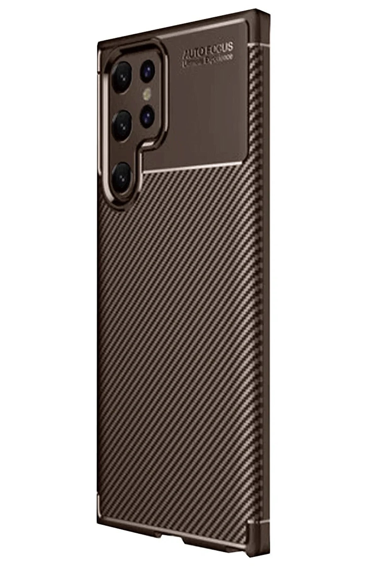 CepteToptan Samsung Galaxy S25 Ultra Kılıf Auto Focus Karbon Kapak - Kahverengi - DROPX8355-4375
