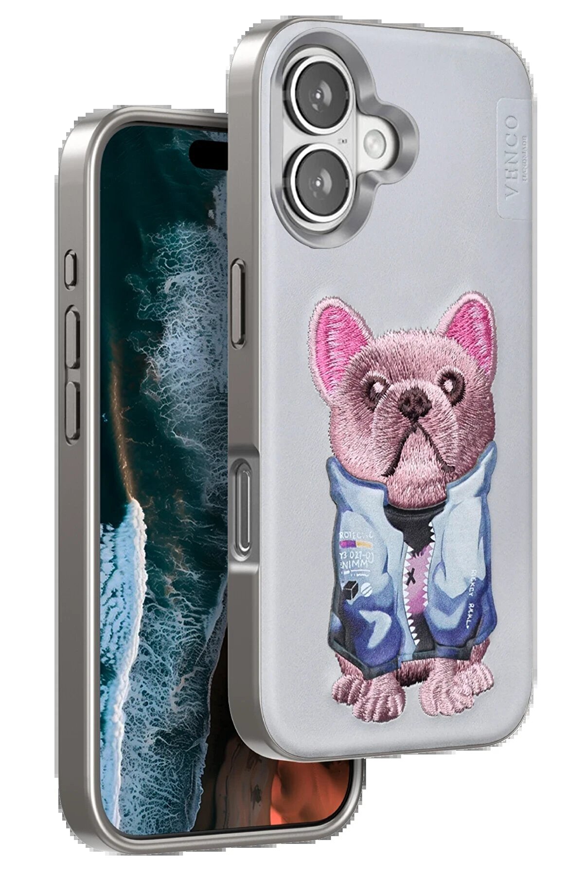 CepteToptan iPhone 16 Cute Desenli Kapak - Kahverengi - DROPX9937-6368