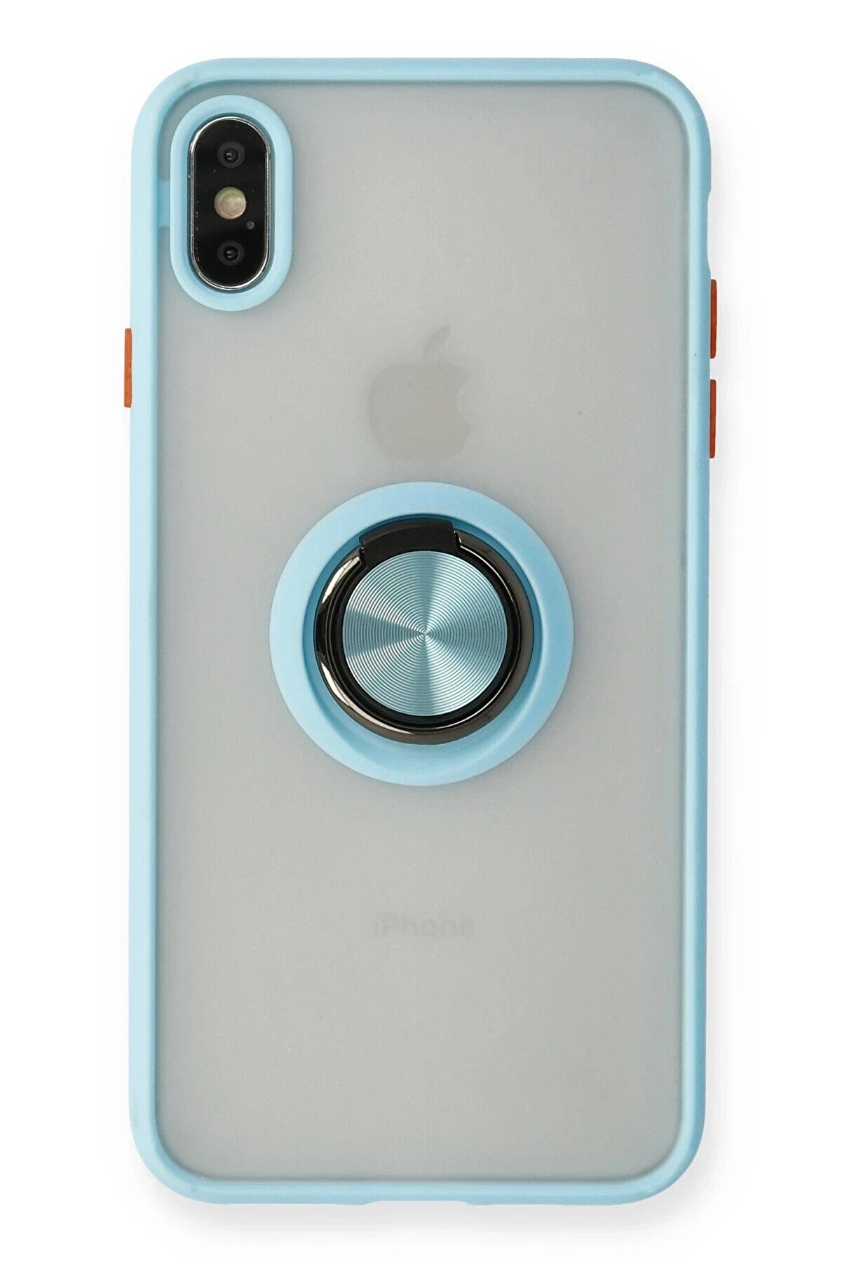 CepteToptan iPhone XS Max Kılıf Montreal Yüzüklü Silikon Kapak - Buz Mavi - DROPX2421-6766