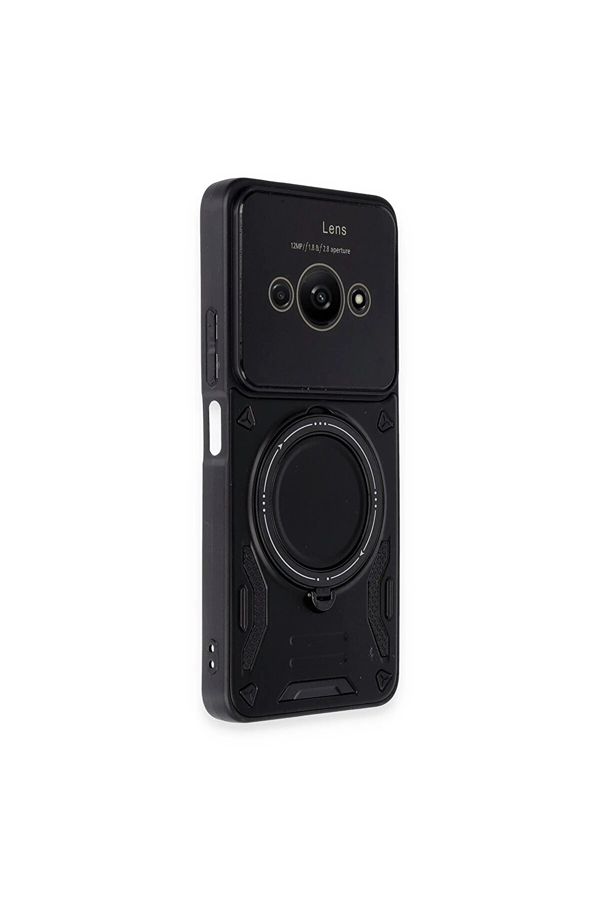 Xi̇aomi̇ Poco C61 Kılıf Joy Lens Standlı Kapak - Si̇yah - Dropx8208-9887