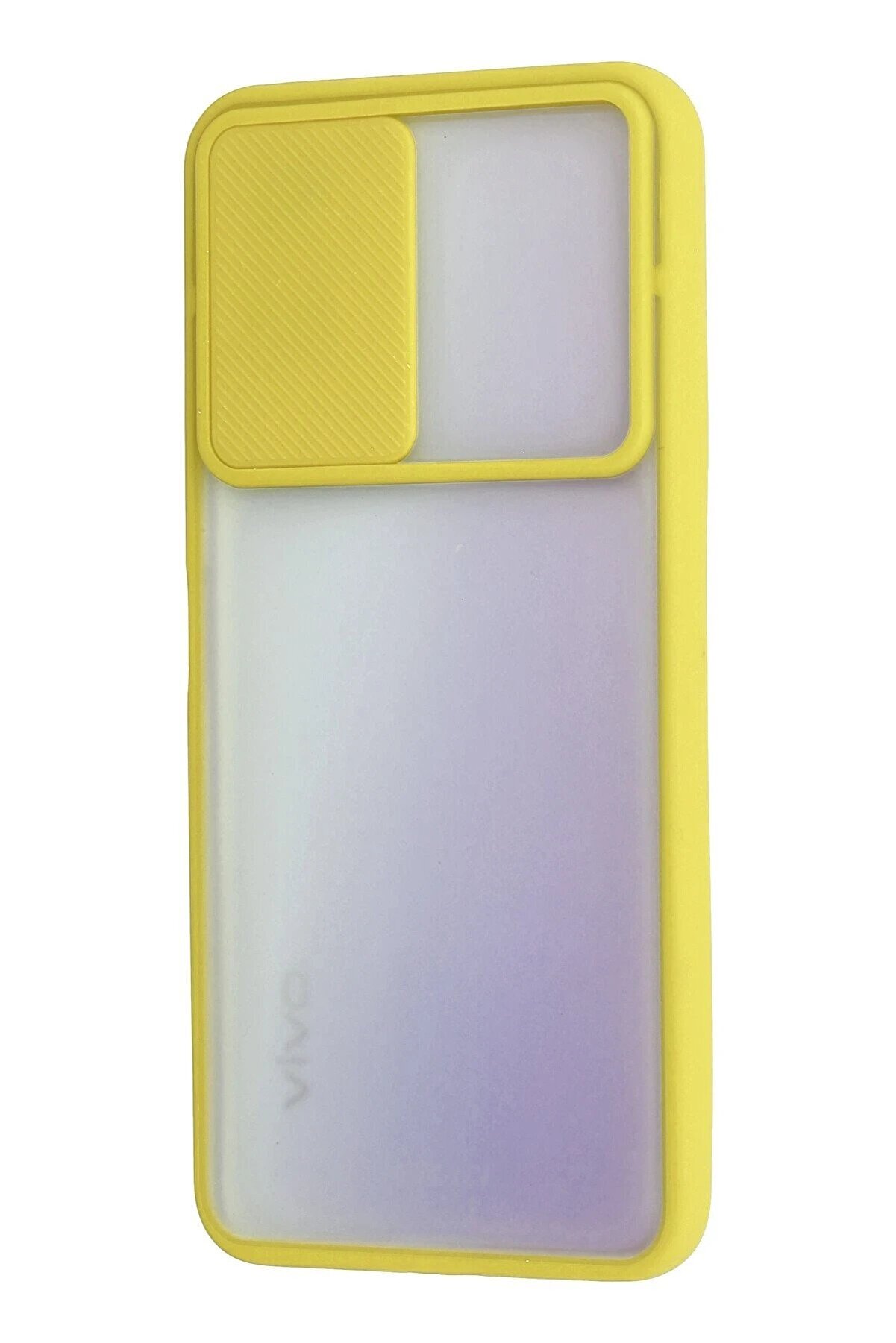 Vi̇vo Y53S Kılıf Palm Buzlu Kamera Sürgülü Si̇li̇kon - Sarı - Dropx2212-9972