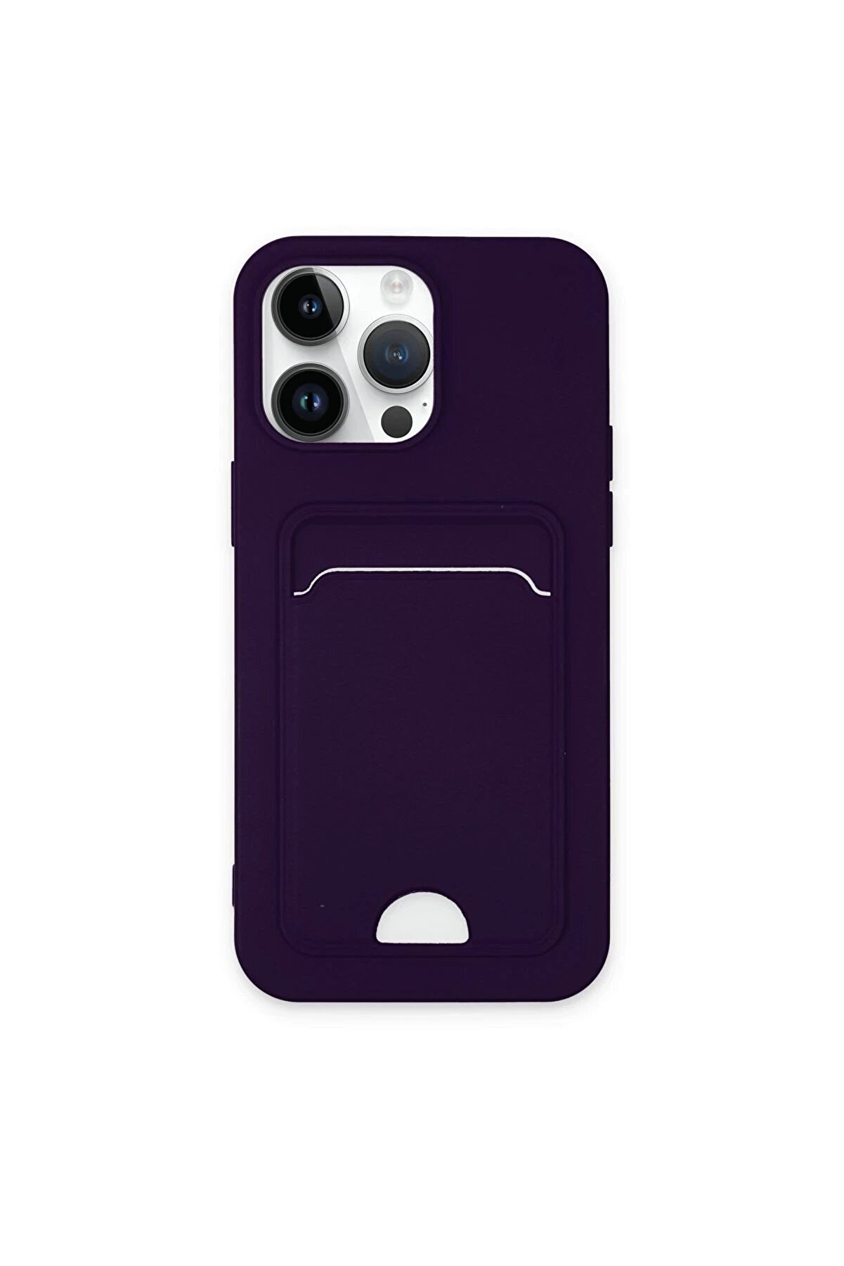 CepteToptan iPhone 14 Pro Kılıf Kelvin Kartvizitli Silikon - Derin Mor - DROPX8730-8463