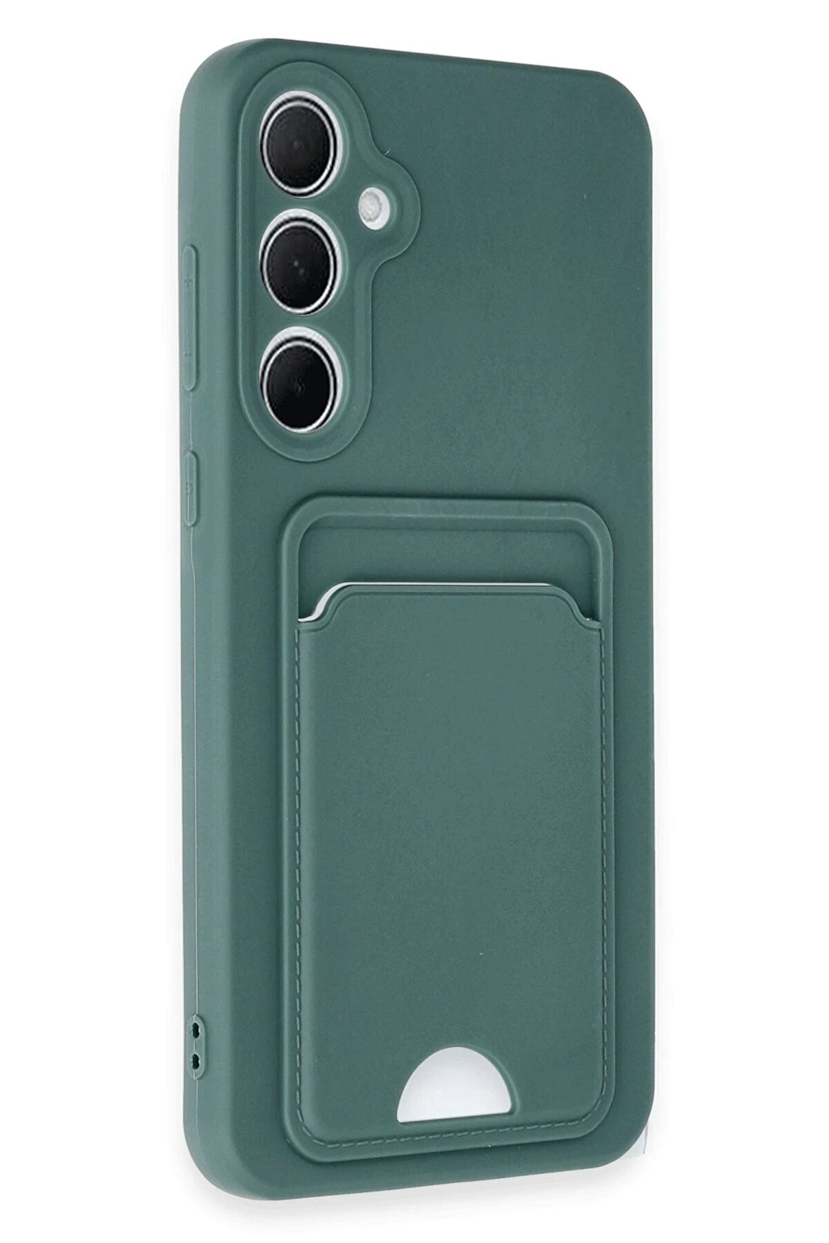 Samsung Galaxy A35 5G Kılıf Kelvi̇n Kartvi̇zi̇tli̇ Si̇li̇kon - Koyu Yeşi̇l - Dropx2240-9256