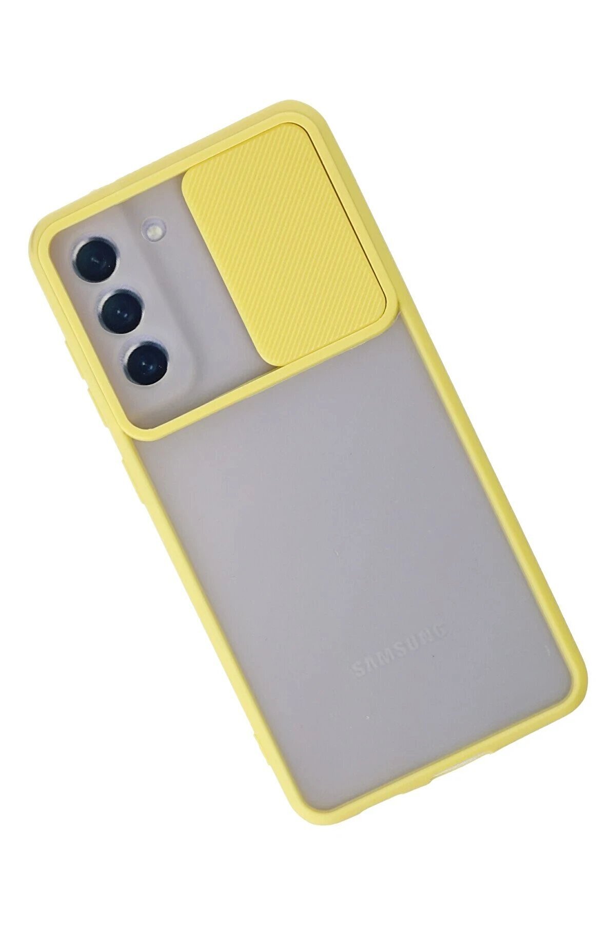 Samsung Galaxy S21 Fe Kılıf Palm Buzlu Kamera Sürgülü Si̇li̇kon - Sarı - Dropx2263-3612
