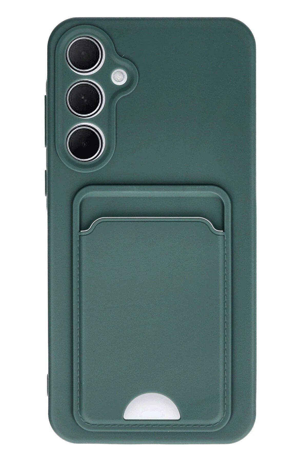 CepteToptan Samsung Galaxy A35 5G Kılıf Kelvin Kartvizitli Silikon - Koyu Yeşil - DROPX2240-9256