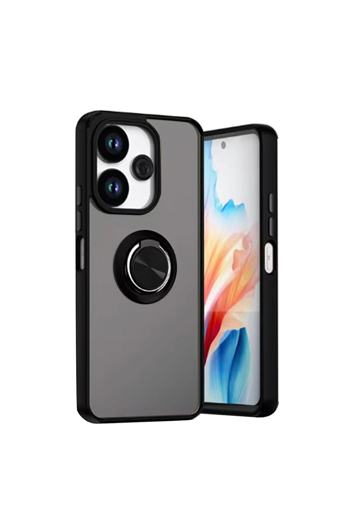 CepteToptan Xiaomi Redmi 13 4G Kılıf Montreal Yüzüklü Silikon Kapak - Siyah - DROPX9671-4278