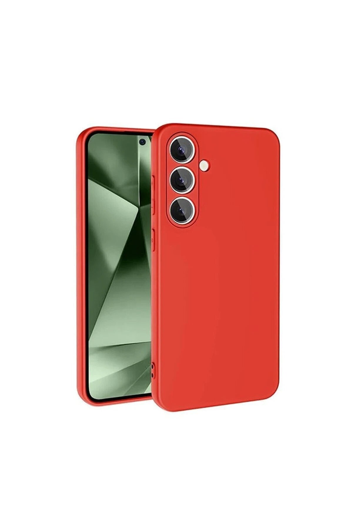 CepteToptan Samsung Galaxy S24 FE Kılıf Nano i&ccedil;i Kadife Silikon - Kırmızı - DROPX7410-8561