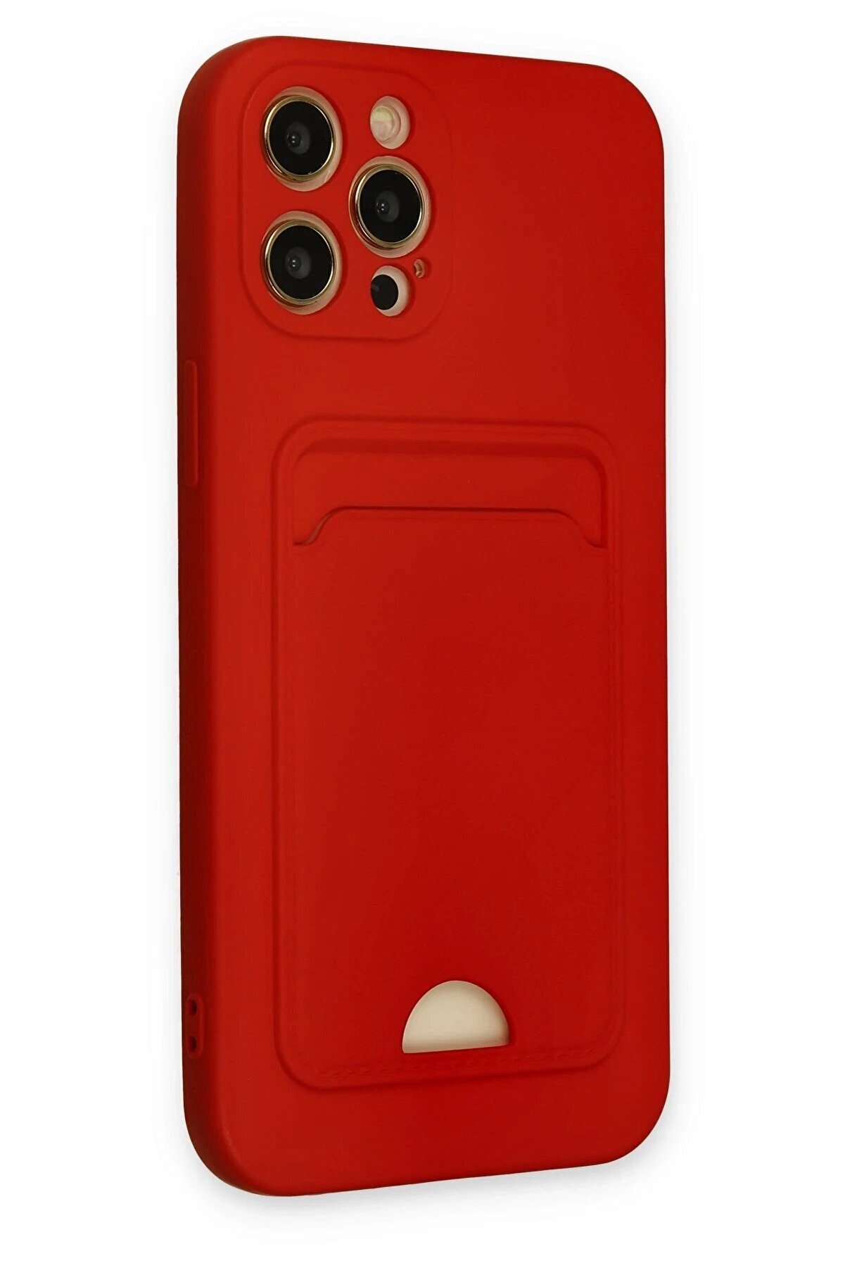 İphone 12 Pro Max Kılıf Kelvi̇n Kartvi̇zi̇tli̇ Si̇li̇kon - Kırmızı - Dropx9203-7635