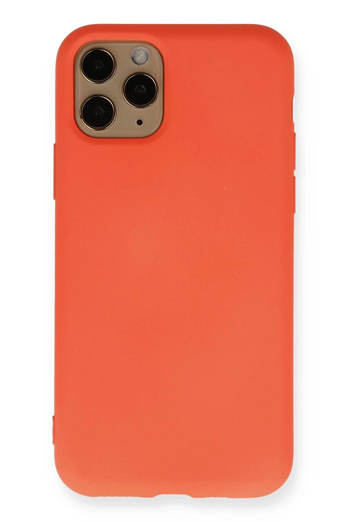 CepteToptan iPhone 11 Pro Kılıf Nano i&ccedil;i Kadife Silikon - Turuncu - DROPX8313-3866