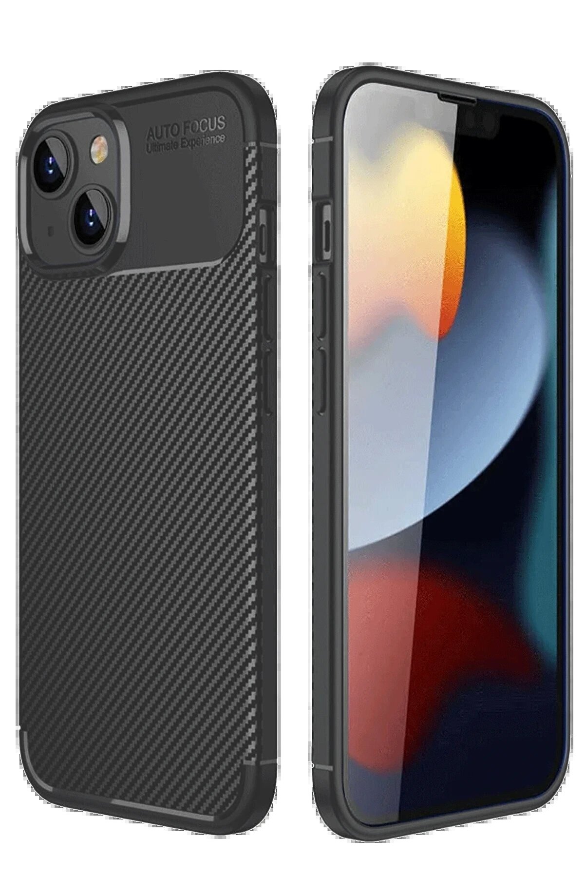 İphone 14 Kılıf Auto Focus Karbon Kapak - Si̇yah - Dropx8644-6062