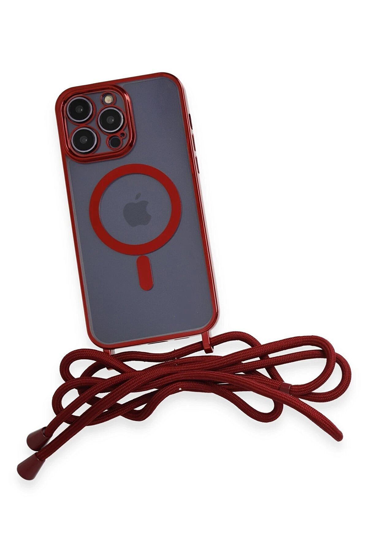 İphone 14 Pro Kılıf Di̇vo Lazer Askılı Magsafe Kapak - Kırmızı - Dropx4347-6306