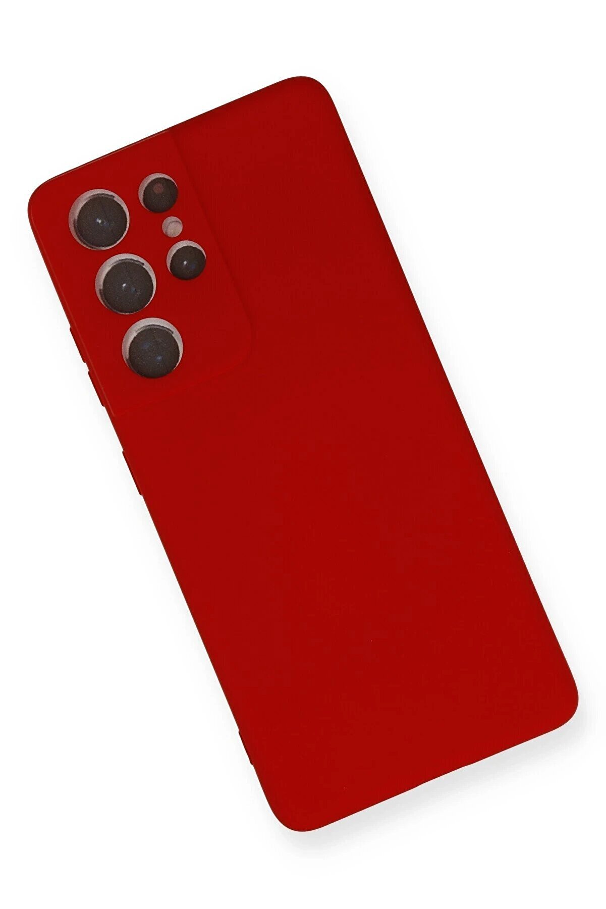 Samsung Galaxy S21 Ultra Kılıf Nano İ&ccedil;i̇ Kadi̇fe Si̇li̇kon - Kırmızı - Dropx7875-7674