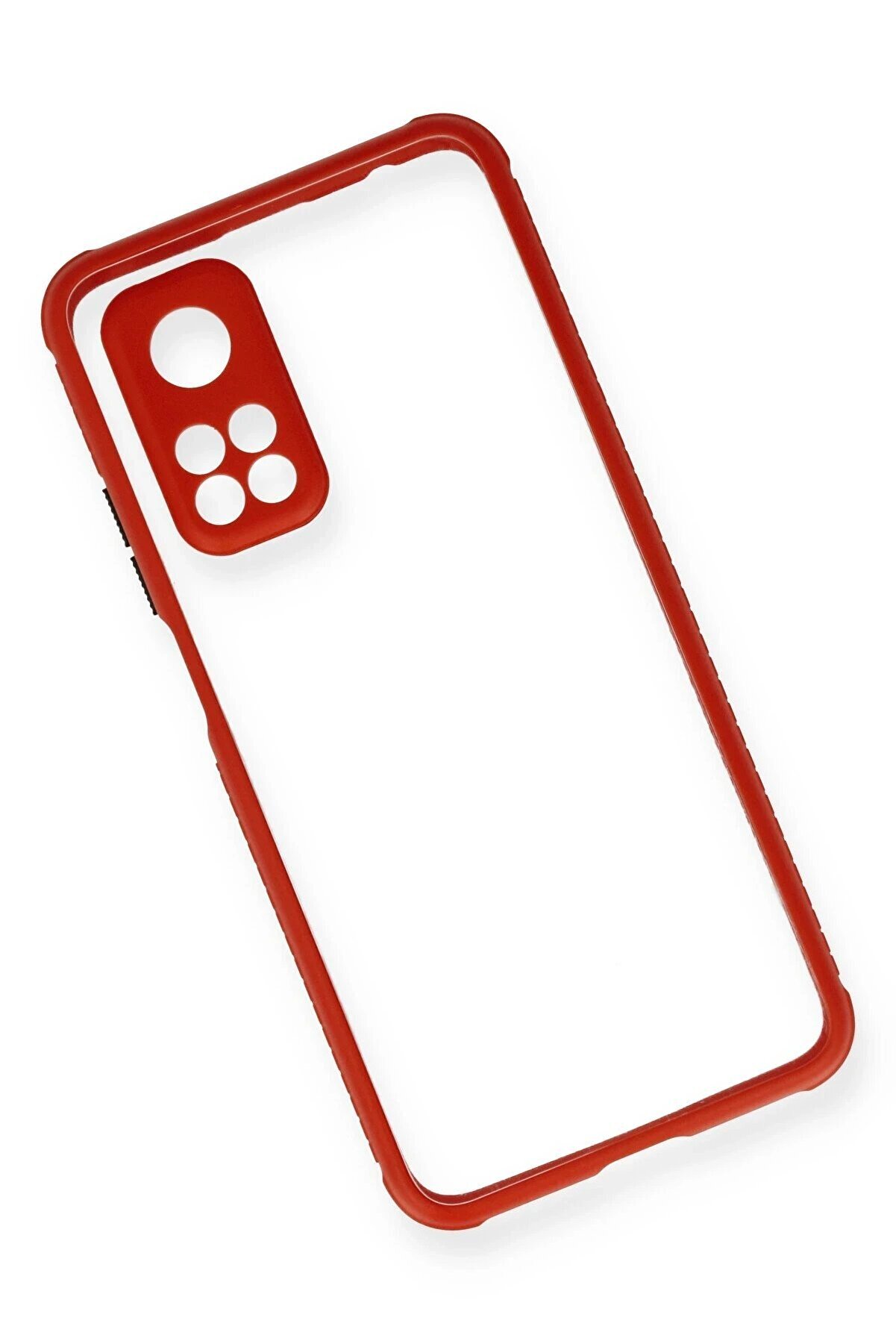 Xi̇aomi̇ Mi̇ 10T Pro Kılıf Mi̇ami̇ Şeffaf Si̇li̇kon - Kırmızı - Dropx3141-7409