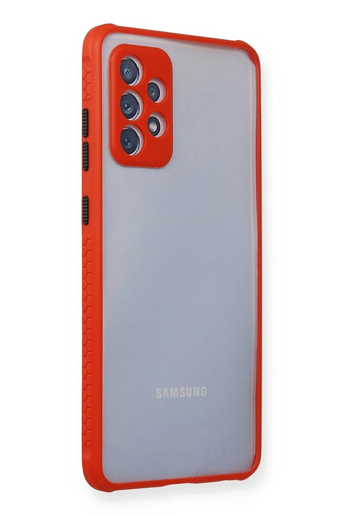 Samsung Galaxy A72 Kılıf Mi̇ami̇ Şeffaf Si̇li̇kon - Kırmızı - Dropx1967-6426