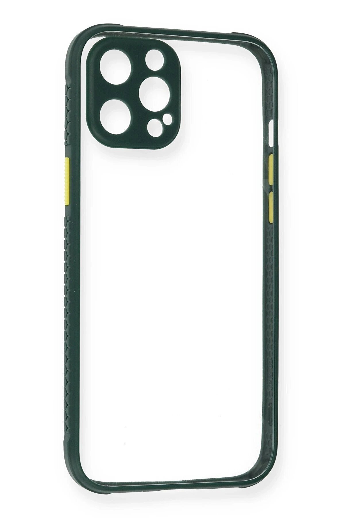 CepteToptan iPhone 12 Pro Kılıf Miami Şeffaf Silikon - Koyu Yeşil - DROPX7251-6244