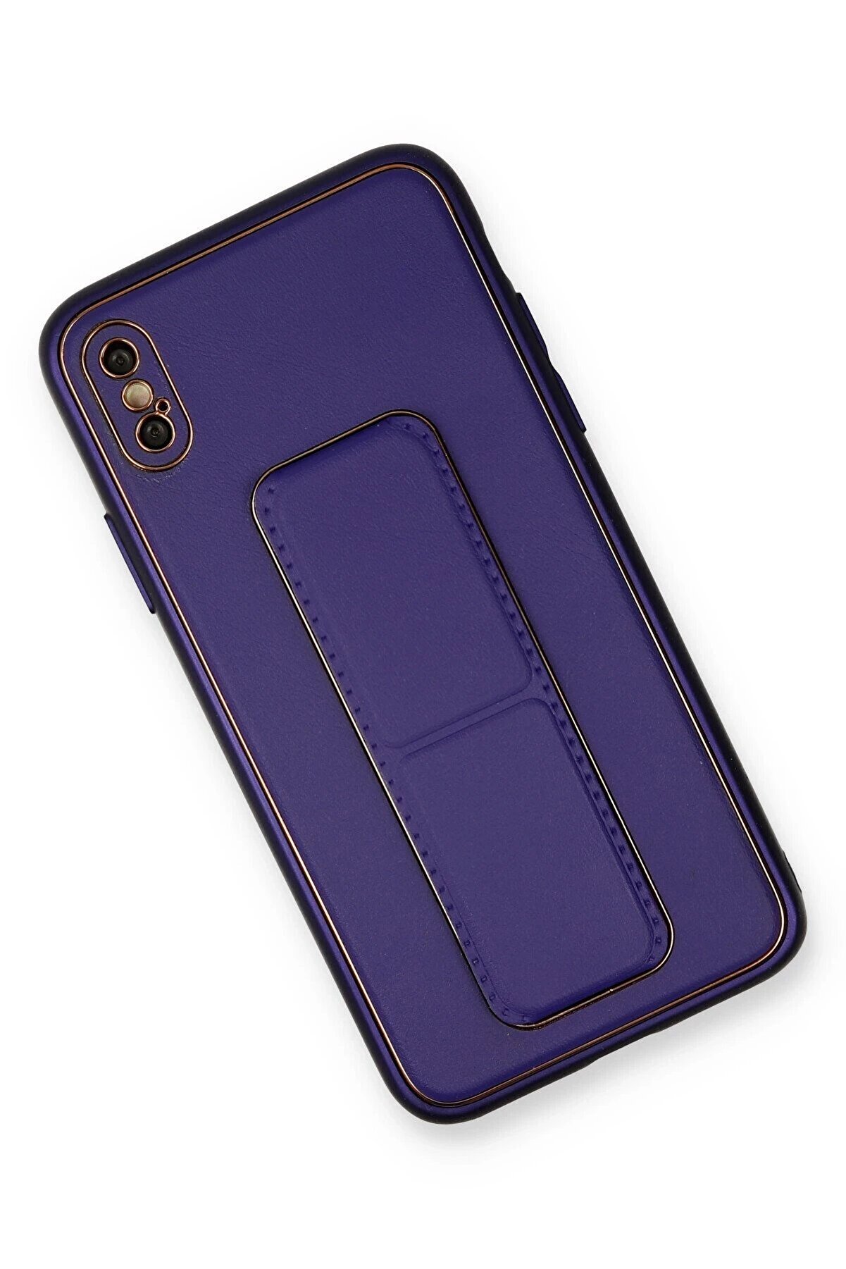 İphone X Kılıf Coco Deri̇ Standlı Kapak - Mor - Dropx3133-6124