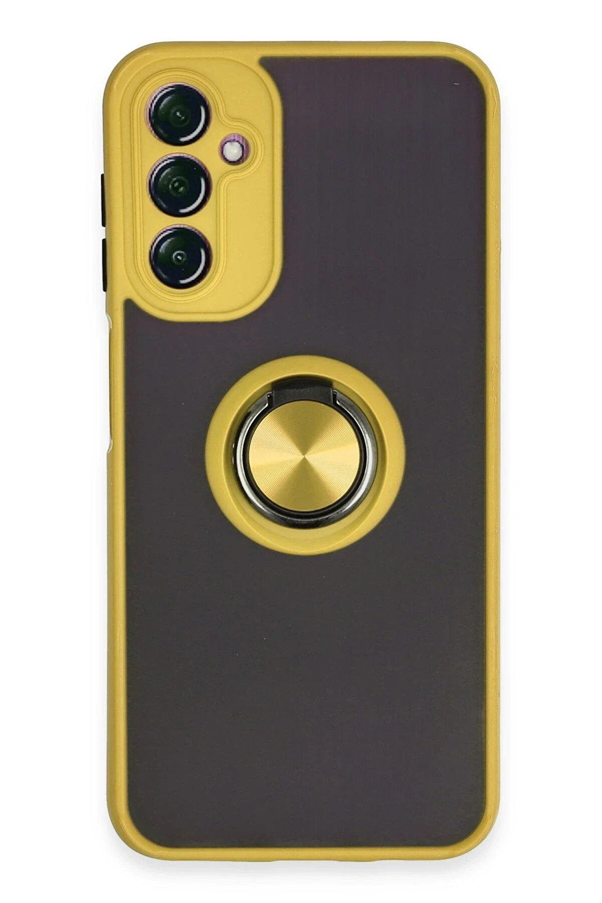 CepteToptan Samsung Galaxy A14 4G Kılıf Montreal Yüzüklü Silikon Kapak - Sarı - DROPX7947-1226