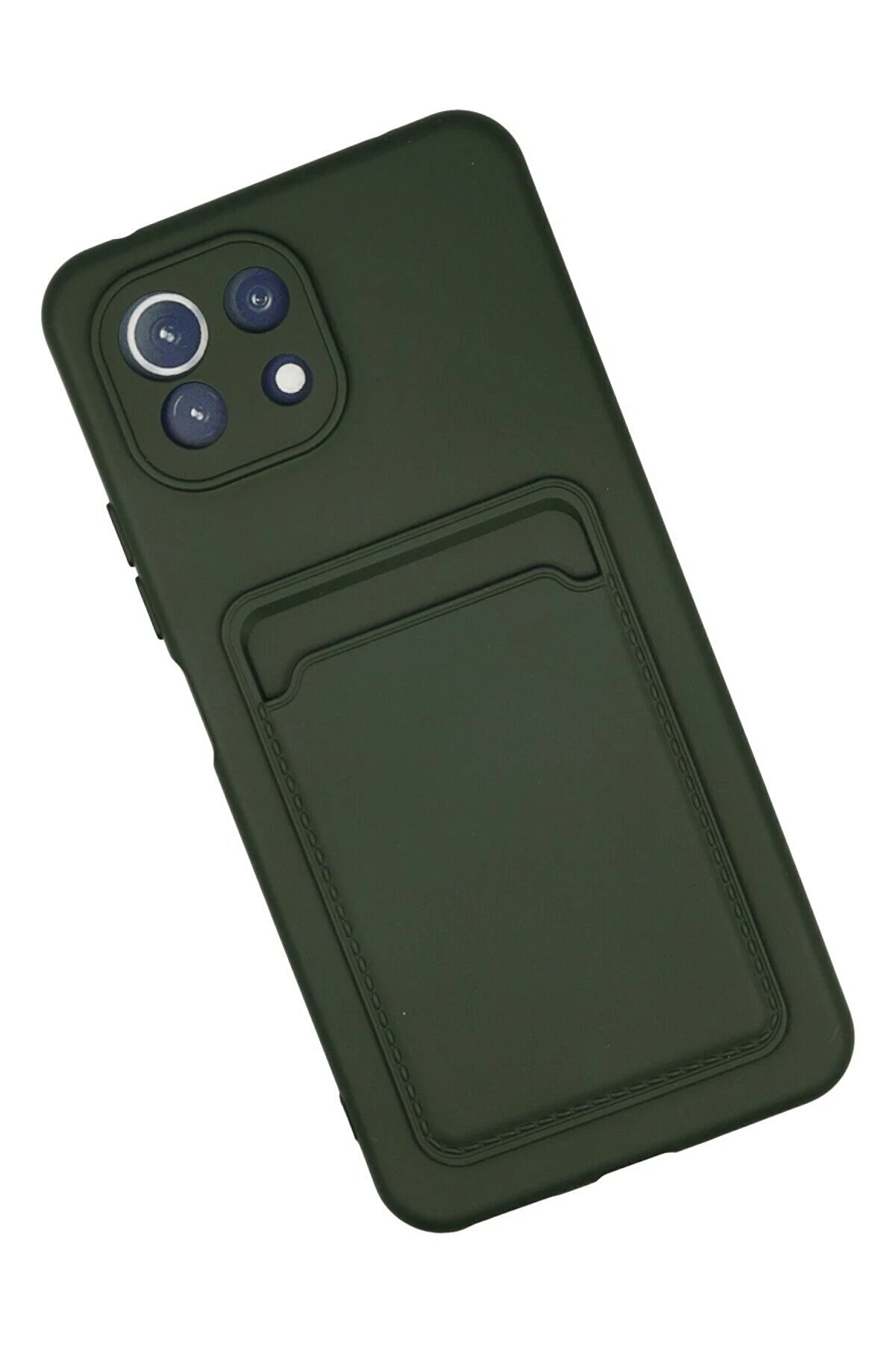 Xi̇aomi̇ Mi̇ 11 Kılıf Kelvi̇n Kartvi̇zi̇tli̇ Si̇li̇kon - Koyu Yeşi̇l - Dropx7195-8529