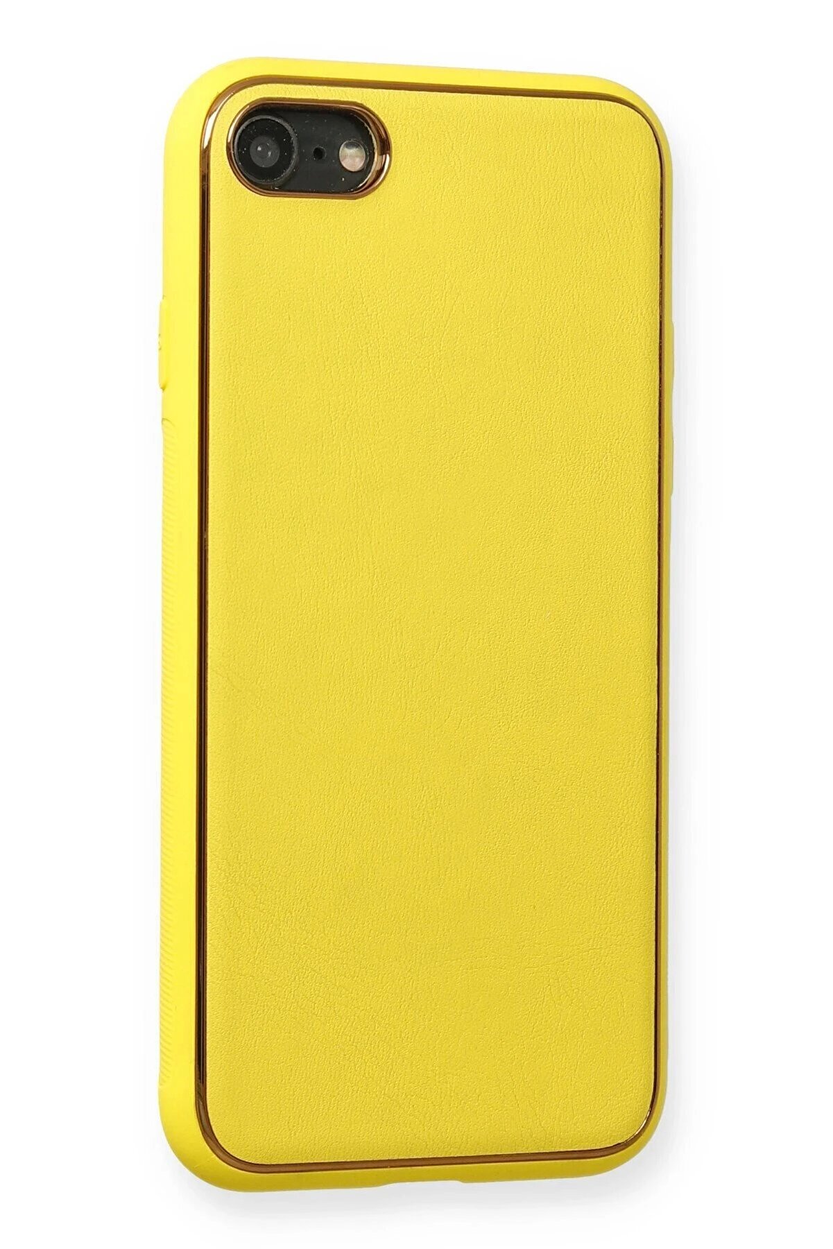 İphone 7 Kılıf Coco Deri̇ Si̇li̇kon Kapak - Sarı - Dropx8121-1530