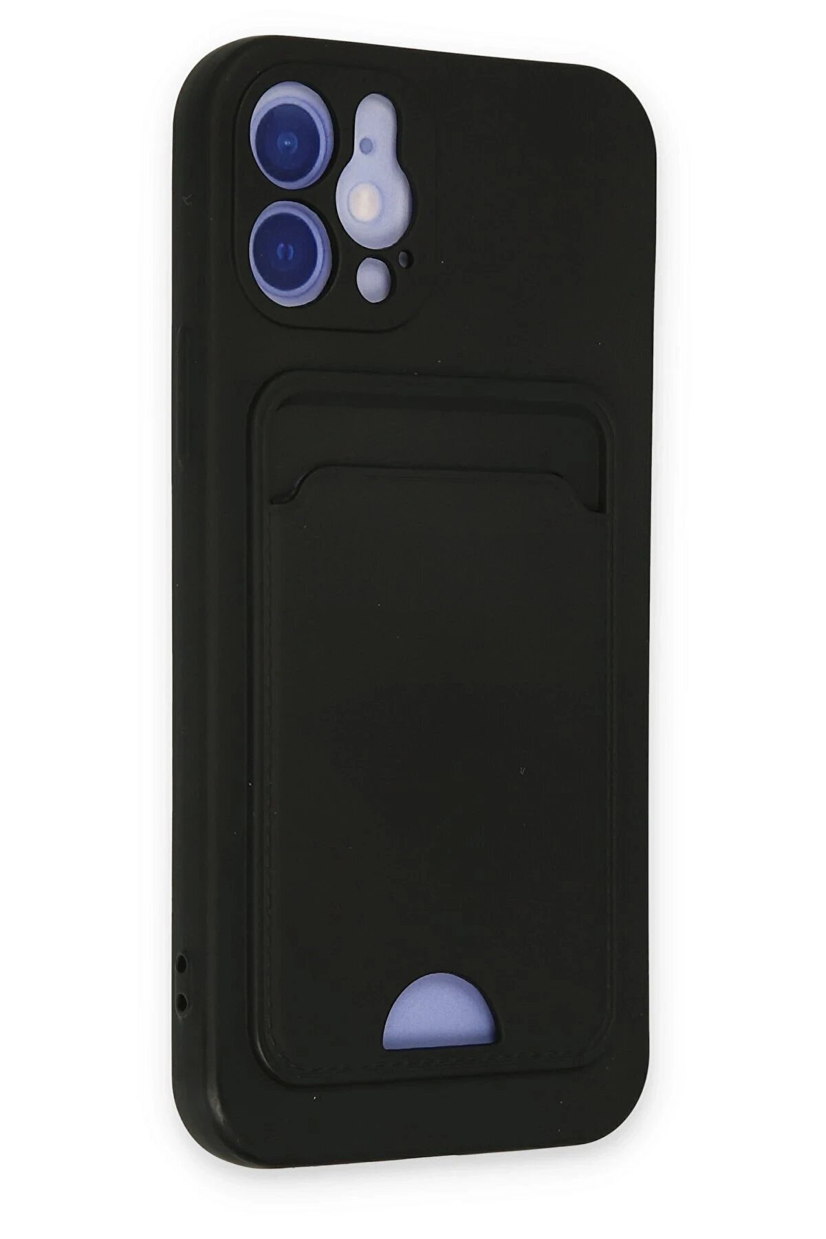 İphone 12 Kılıf Kelvi̇n Kartvi̇zi̇tli̇ Si̇li̇kon - Si̇yah - Dropx9133-3895