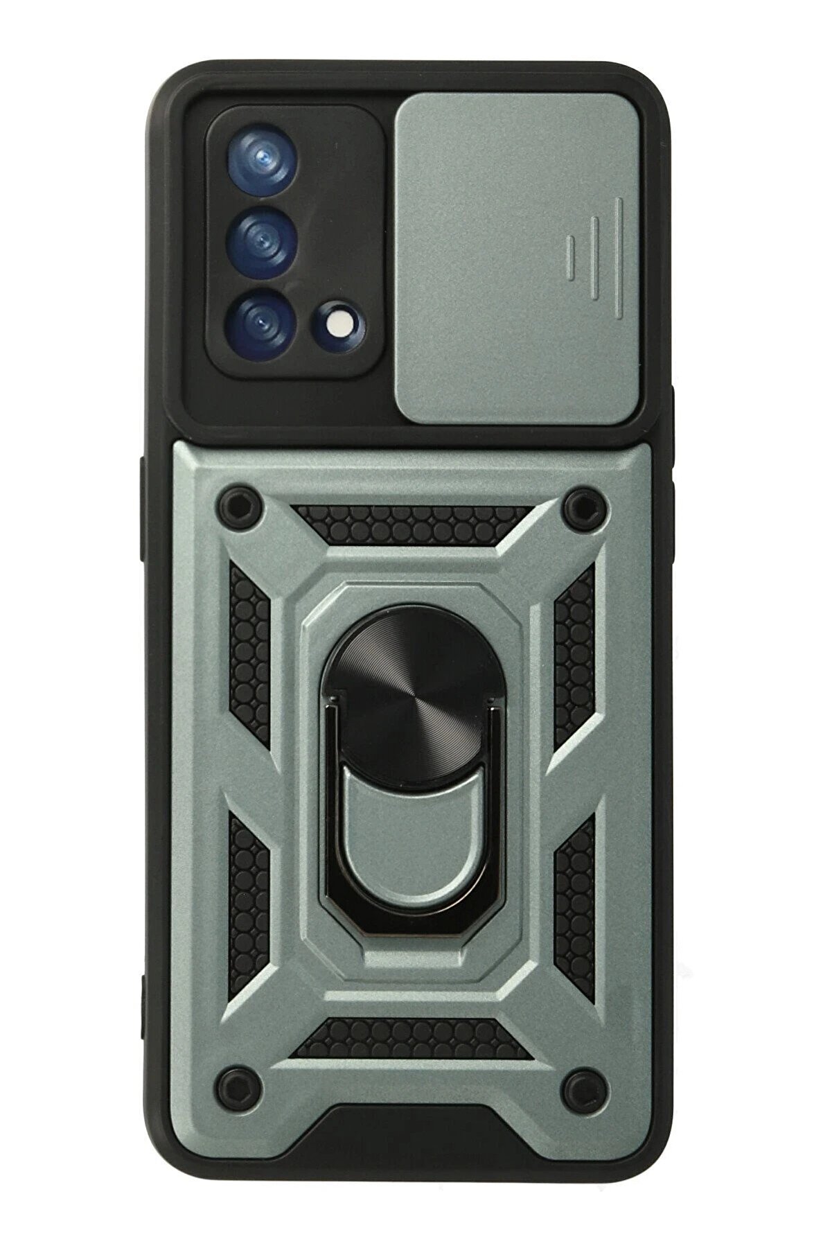 CepteToptan Oppo A74 4G Kılıf Pars Lens Yüzüklü Silikon - Yeşil - DROPX6379-8407