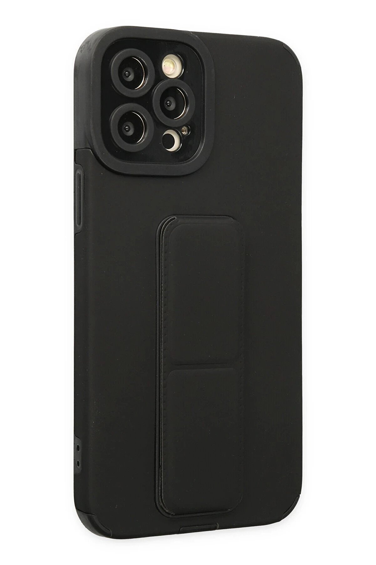 İphone 12 Pro Max Kılıf Mega Standlı Si̇li̇kon - Si̇yah - Dropx2160-6911