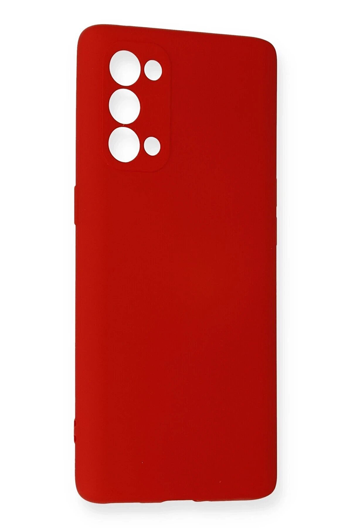 Oppo Reno 5 Pro Kılıf Nano İçi̇ Kadi̇fe Si̇li̇kon - Kırmızı - Dropx1816-1000