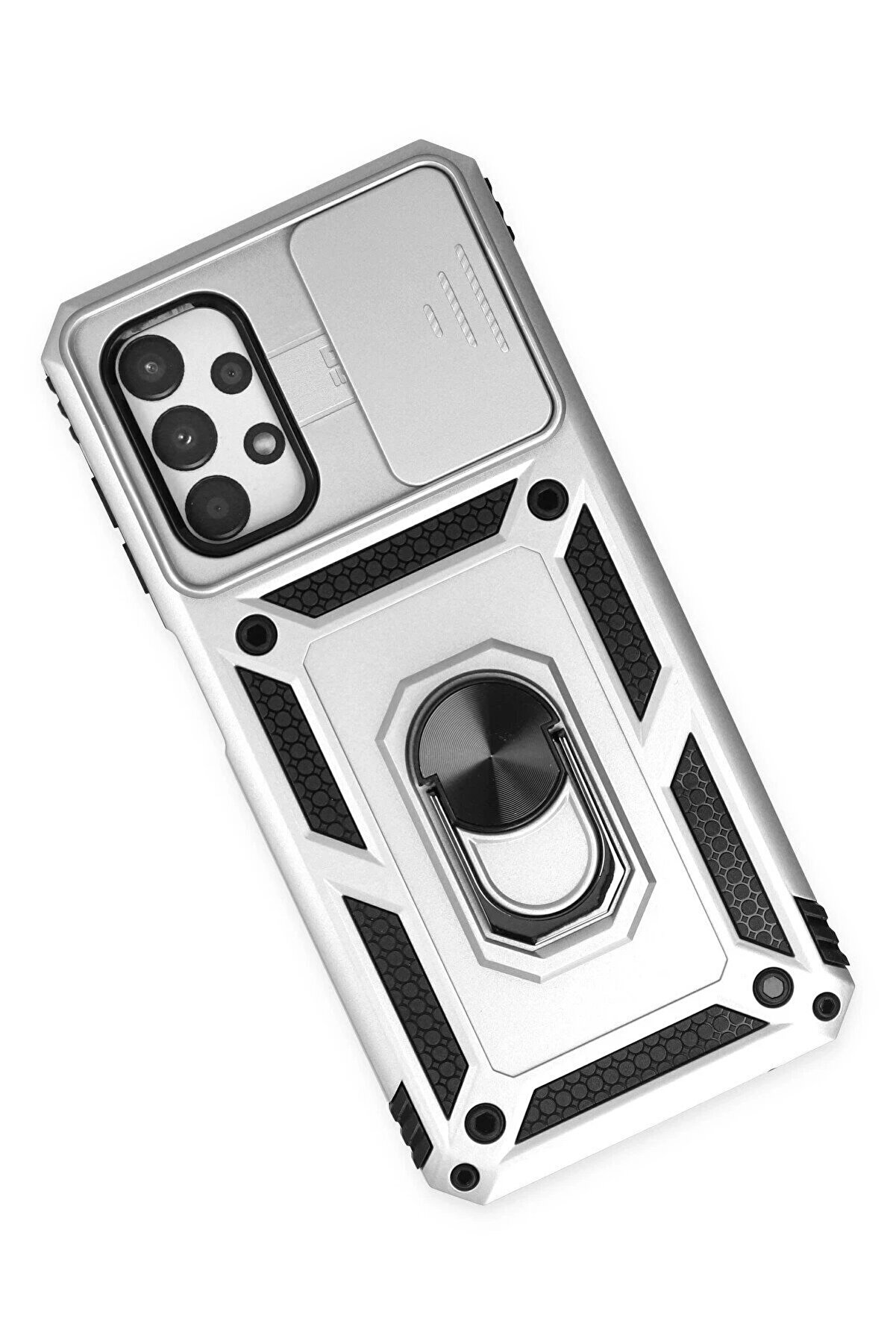 Samsung Galaxy A33 5G Kılıf Pars Lens Yüzüklü Si̇li̇kon - Gümüş - Dropx8874-8574