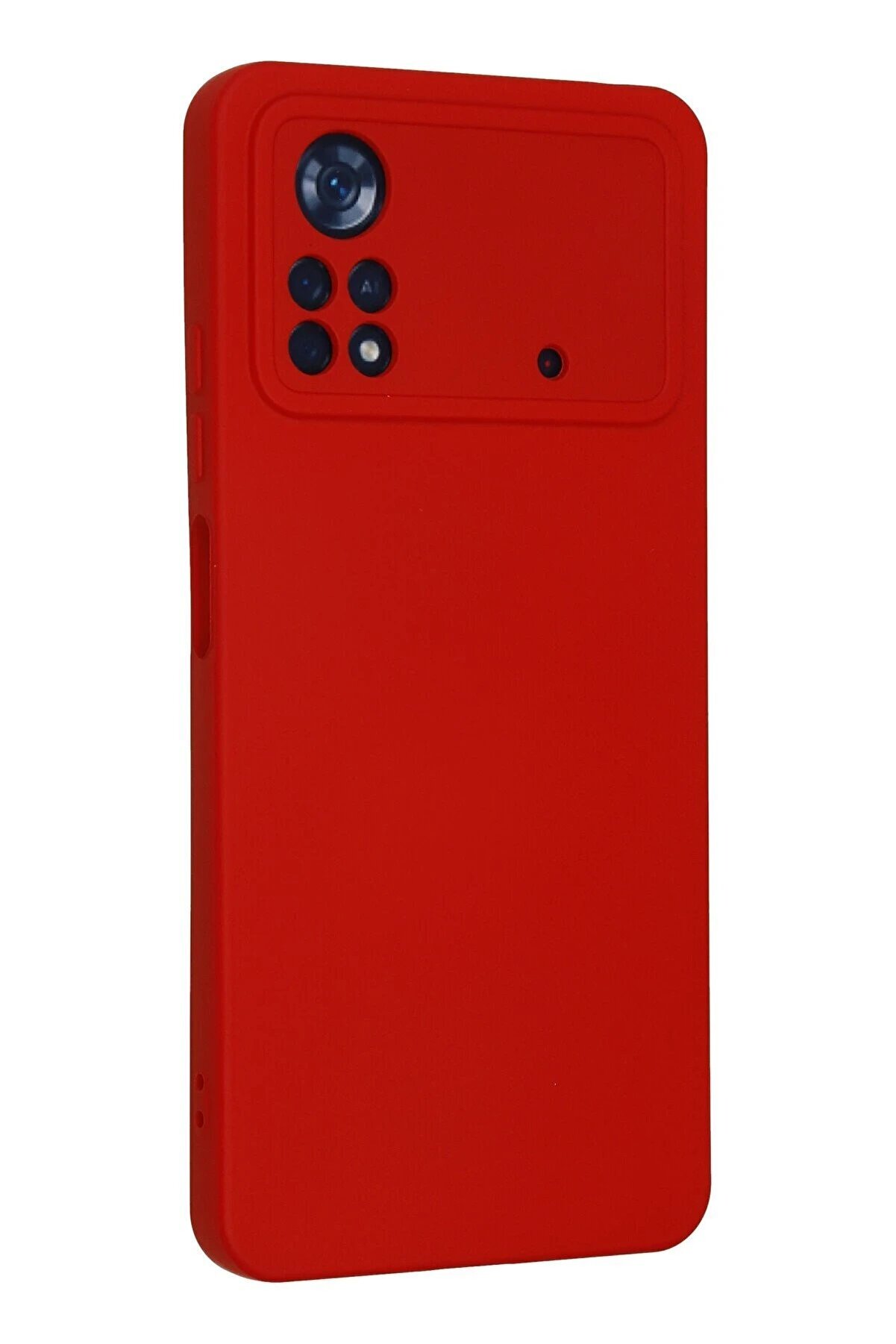 Xi̇aomi̇ Poco X4 Pro 5G Kılıf Nano İçi̇ Kadi̇fe Si̇li̇kon - Kırmızı - Dropx7598-2030