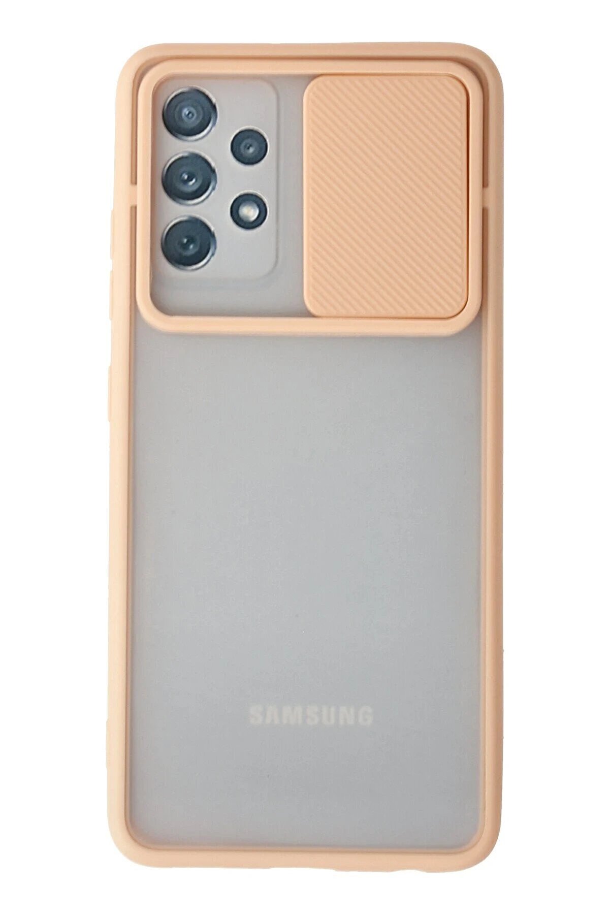 CepteToptan Samsung Galaxy A72 Kılıf Palm Buzlu Kamera Sürgülü Silikon - Pembe - DROPX9860-6908