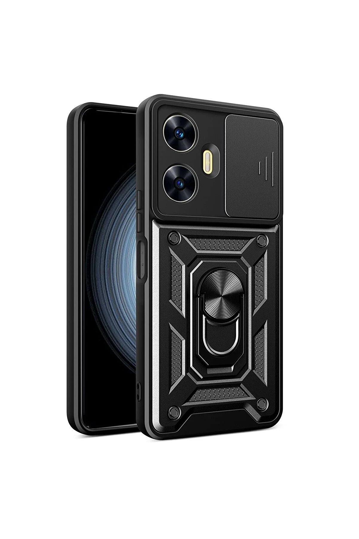 Realme C55 Kılıf Pars Lens Yüzüklü Si̇li̇kon - Si̇yah - Dropx1167-6554