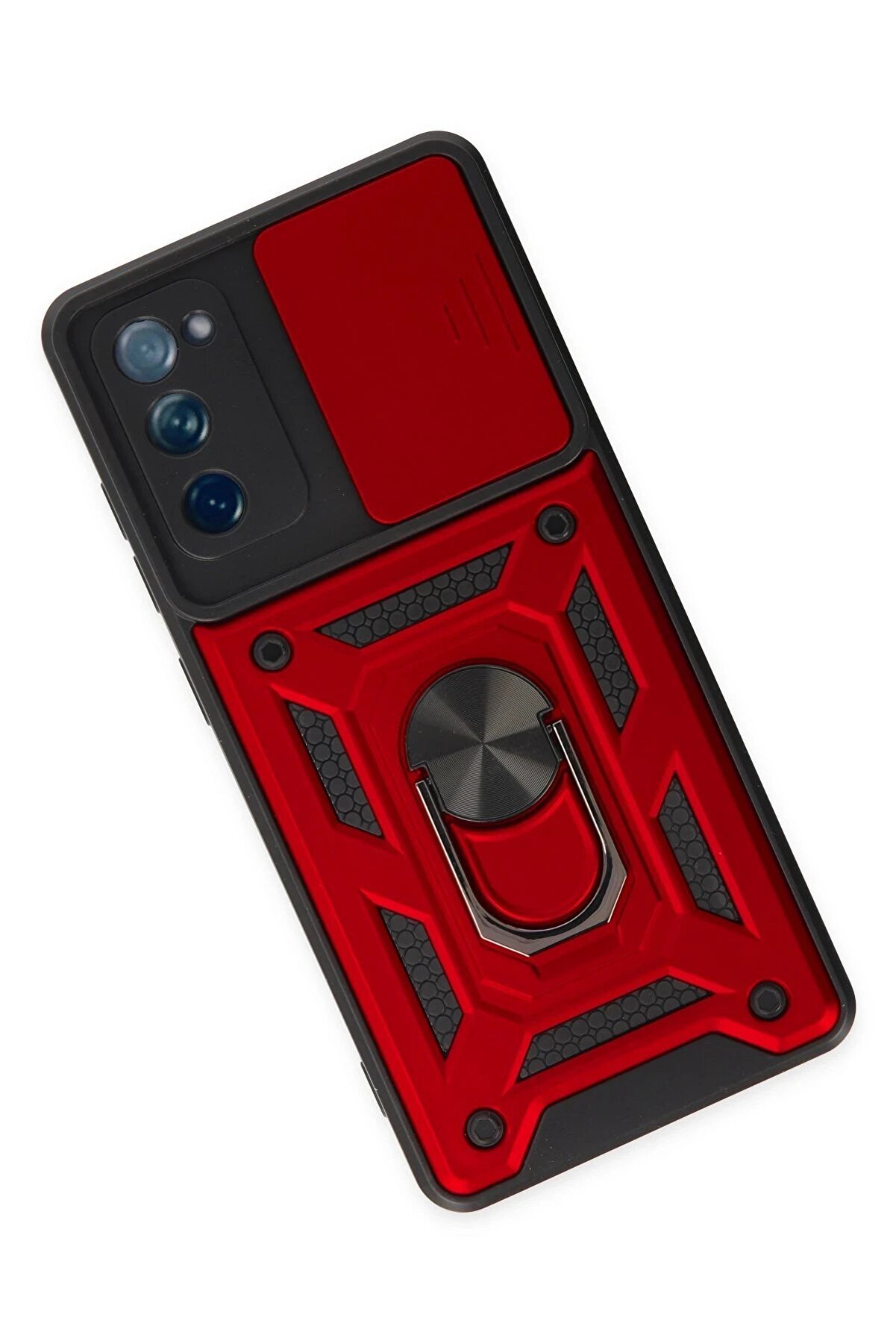 Samsung Galaxy S20 Fe Kılıf Pars Lens Yüzüklü Si̇li̇kon - Kırmızı - Dropx1608-7001