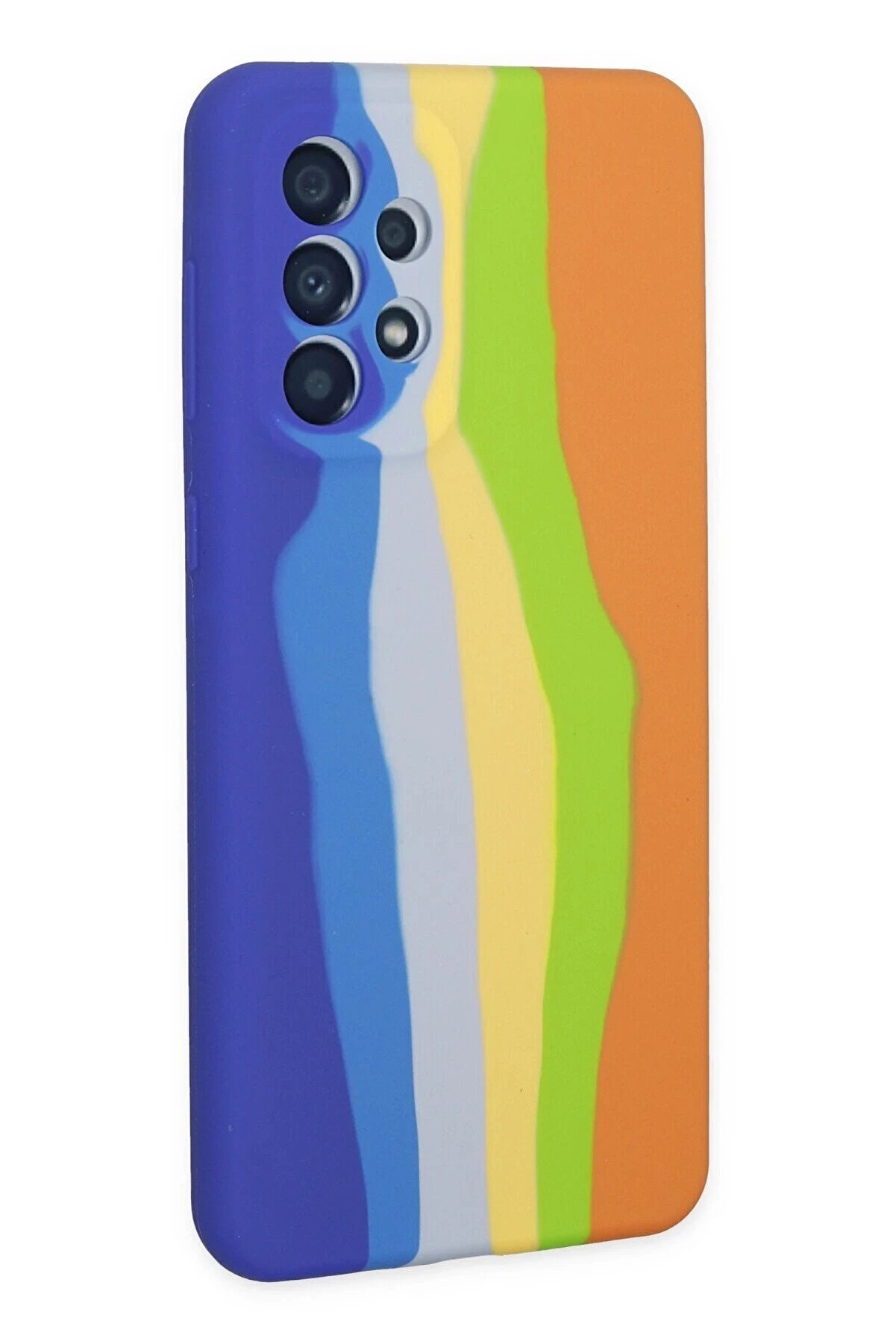 Samsung Galaxy A73 5G Kılıf Ebruli̇ Lansman Si̇li̇kon - Mavi̇-Turuncu - Dropx8228-8580
