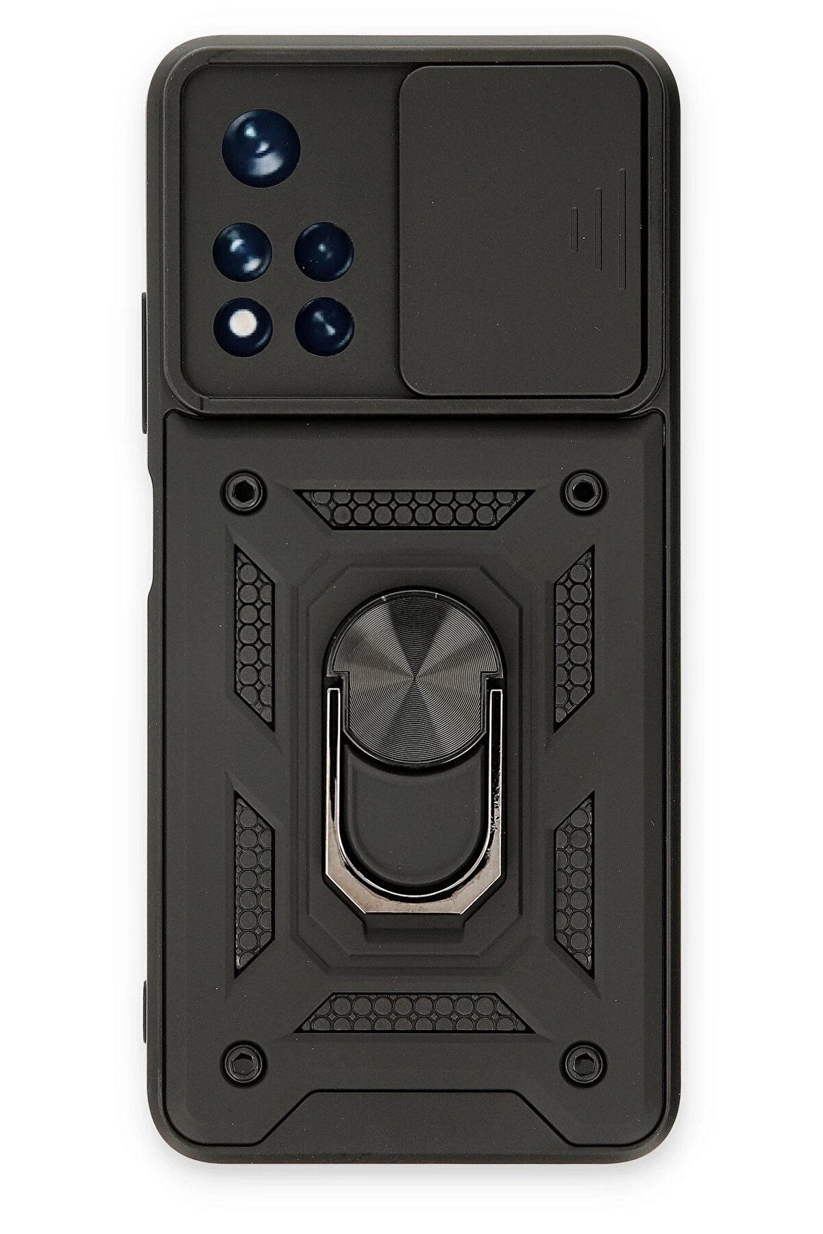 CepteToptan Xiaomi Poco M4 Pro 5G Kılıf Pars Lens Yüzüklü Silikon - Siyah - DROPX1696-1856