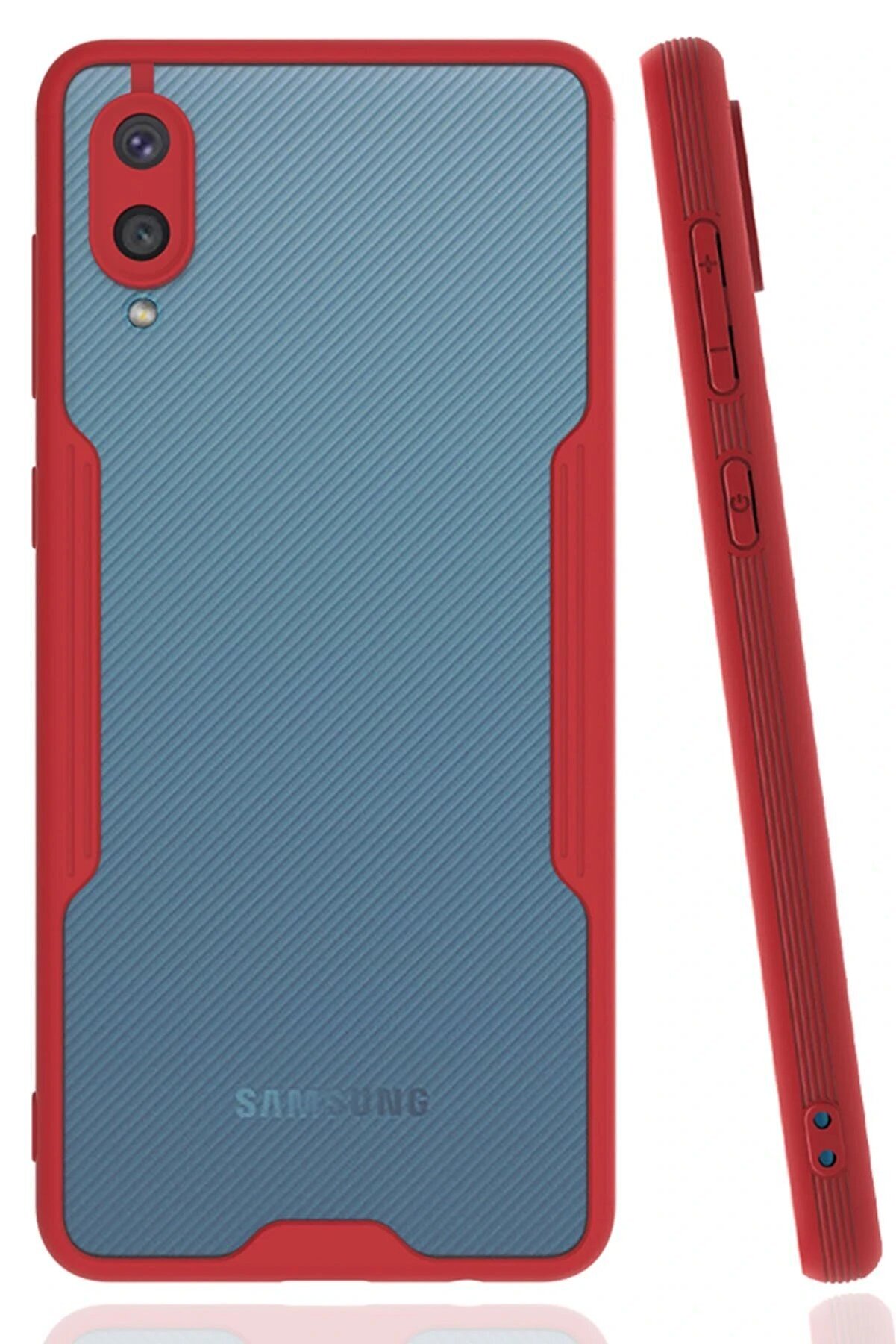 CepteToptan Samsung Galaxy A02 Kılıf Platin Silikon - Kırmızı - DROPX7593-7208