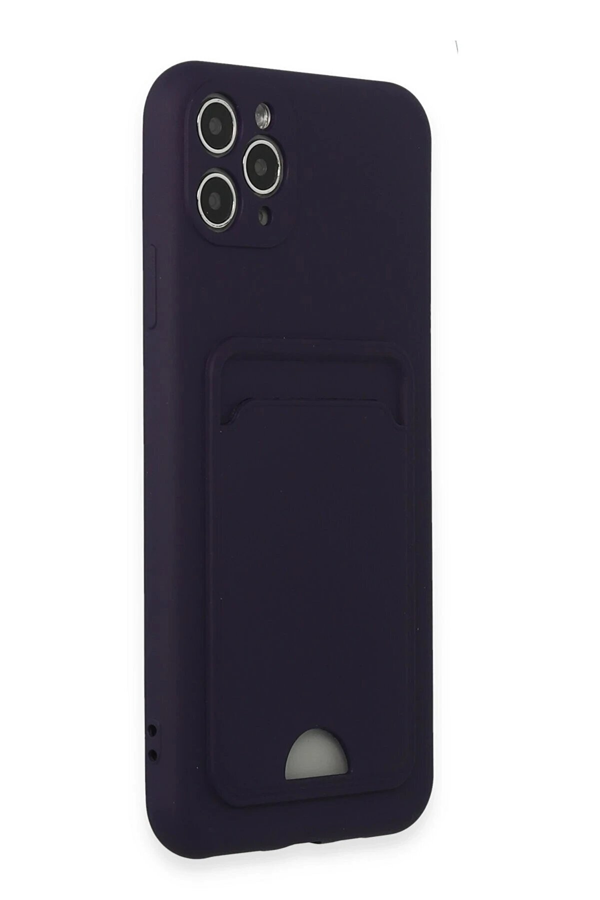 İphone 11 Pro Max Kılıf Kelvi̇n Kartvi̇zi̇tli̇ Si̇li̇kon - Deri̇n Mor - Dropx5861-6117