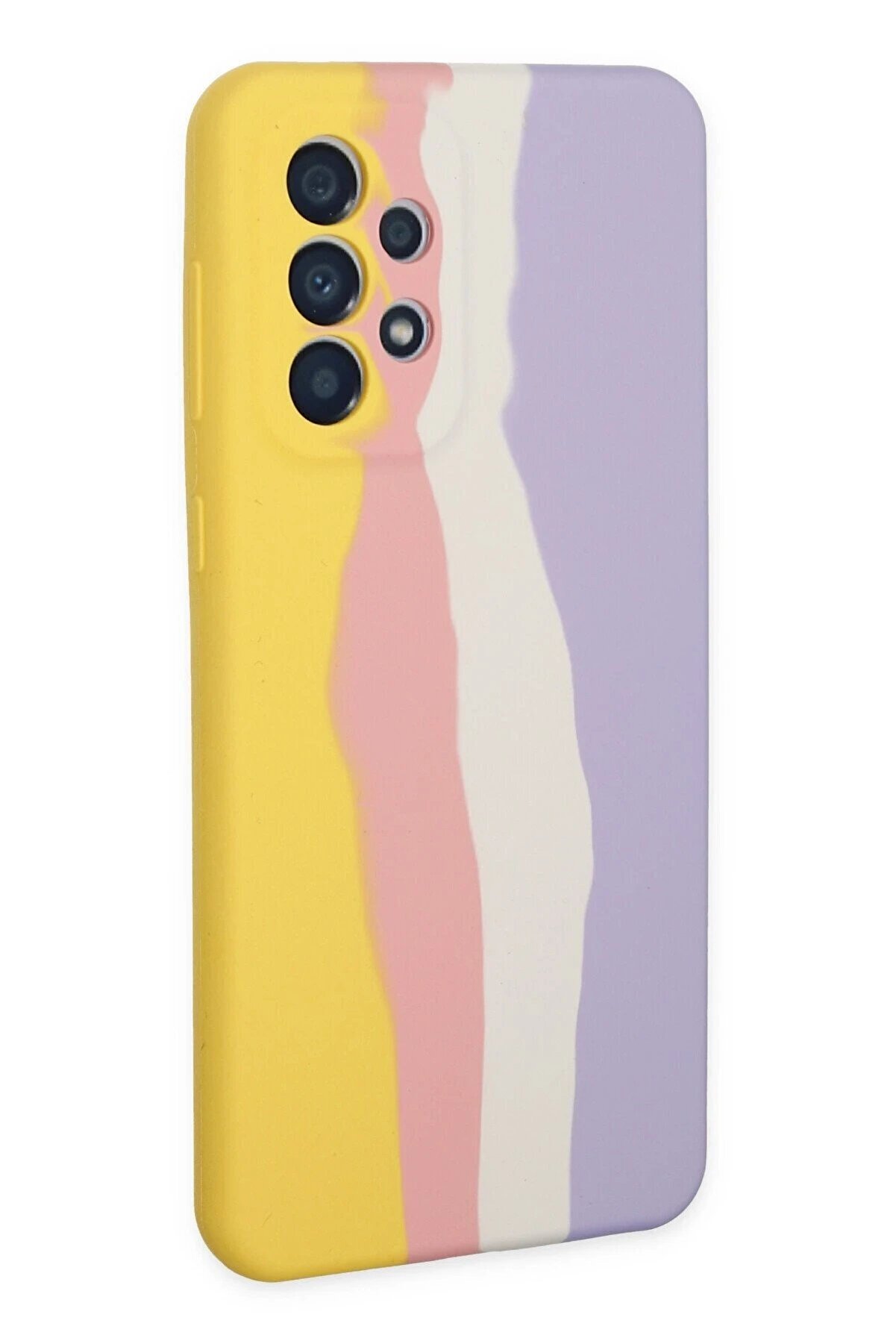 Samsung Galaxy A53 5G Kılıf Ebruli̇ Lansman Si̇li̇kon - Sarı-Mavi̇ - Dropx1208-4970