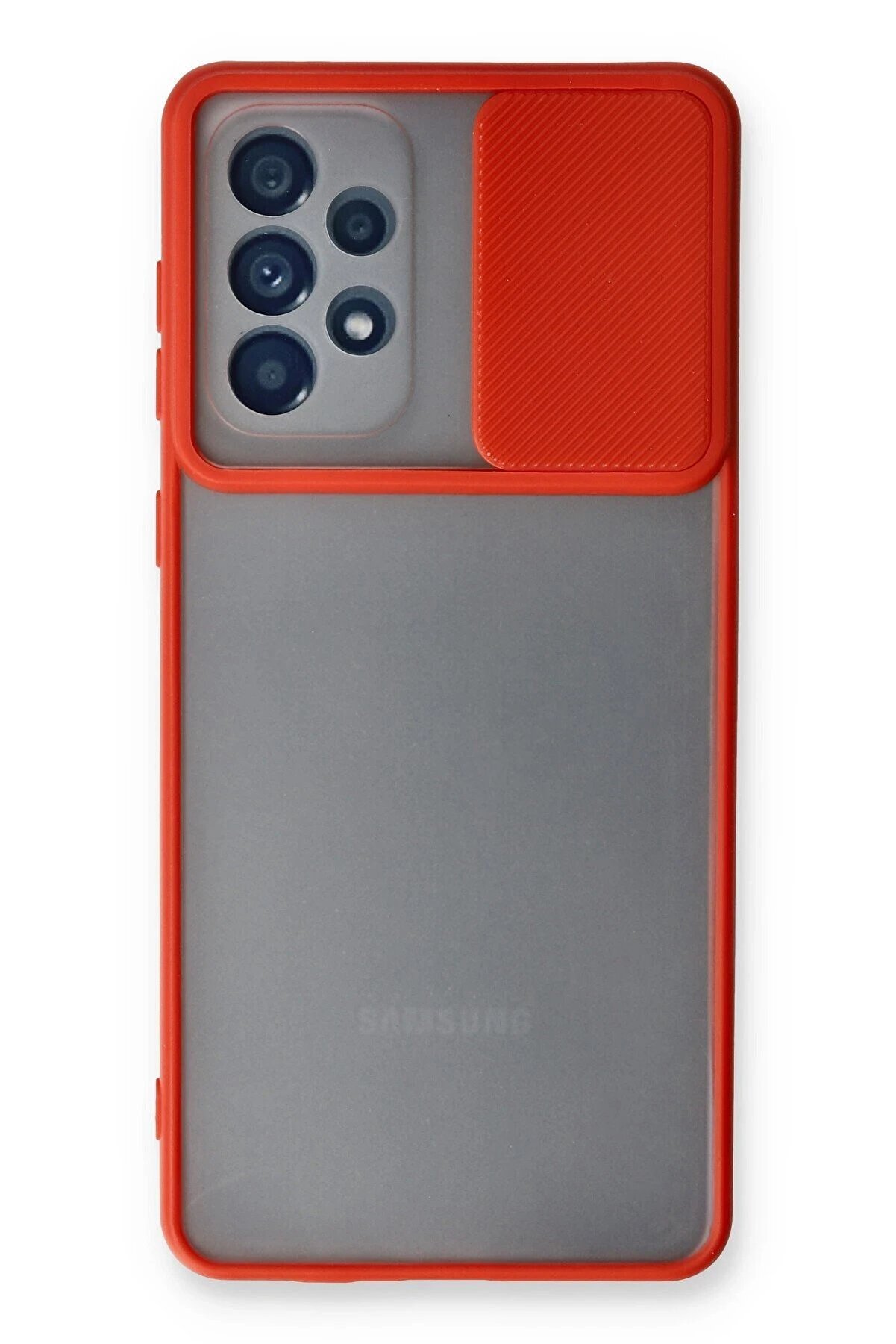 CepteToptan Samsung Galaxy A33 5G Kılıf Palm Buzlu Kamera Sürgülü Silikon - Kırmızı - DROPX5356-4609