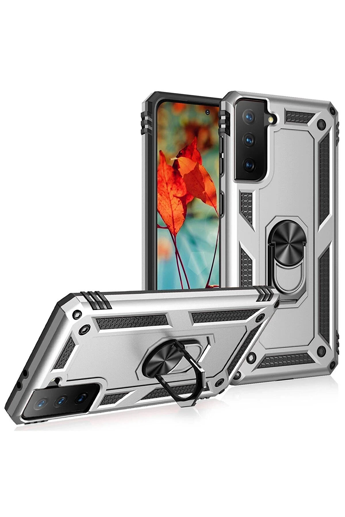 Samsung Galaxy S21 Plus Kılıf Sofya Y&uuml;z&uuml;kl&uuml; Si̇li̇kon Kapak - G&uuml;m&uuml;ş - Dropx2711-4237