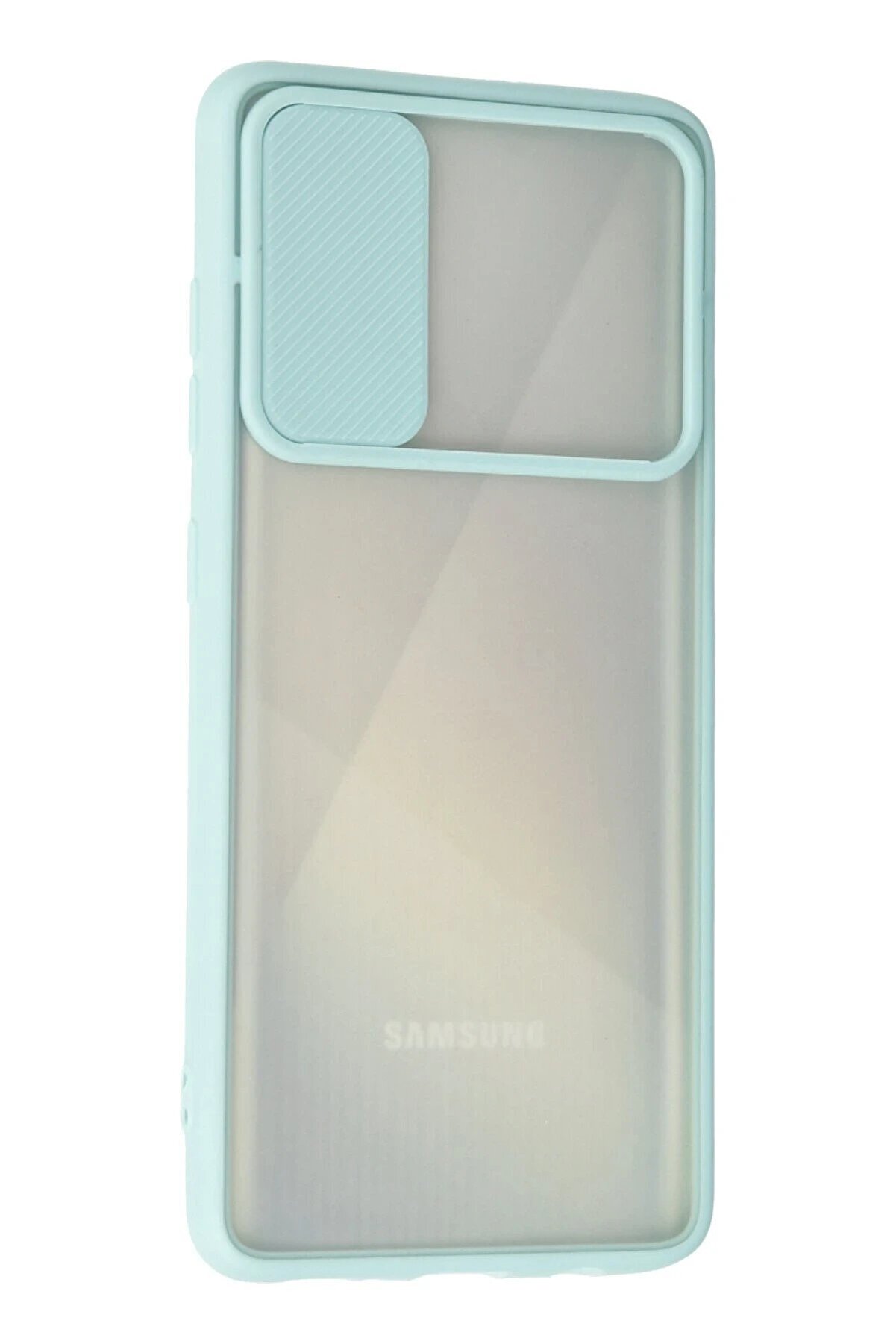 Samsung Galaxy A71 Kılıf Palm Buzlu Kamera Sürgülü Si̇li̇kon - Turkuaz - Dropx6348-7716