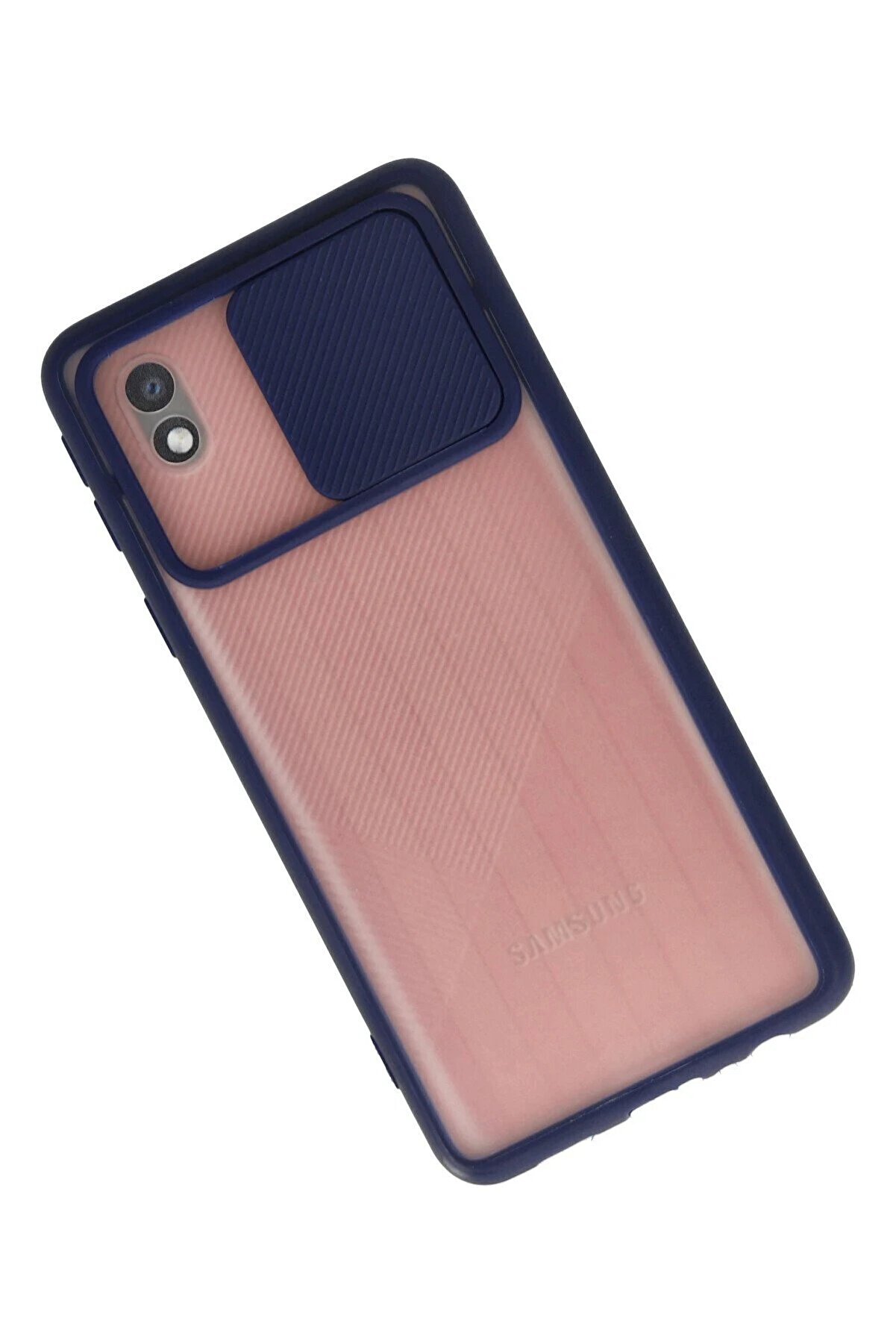 Samsung Galaxy A01 Core Kılıf Palm Buzlu Kamera Sürgülü Si̇li̇kon - Laci̇vert - Dropx9178-5675