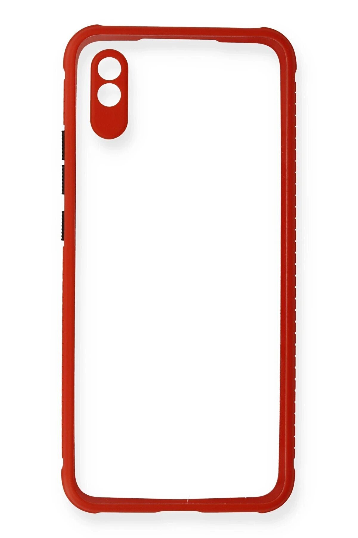 Xi̇aomi̇ Redmi̇ 9A Kılıf Mi̇ami̇ Şeffaf Si̇li̇kon - Kırmızı - Dropx5171-5611