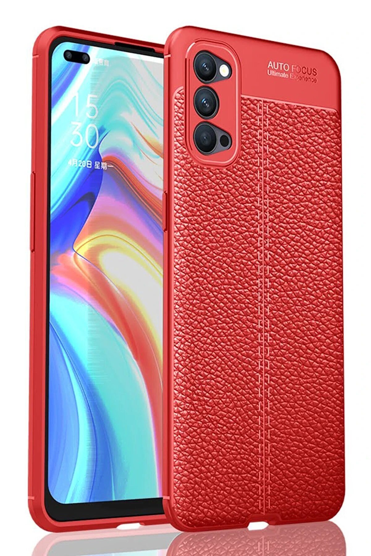 CepteToptan Oppo Reno 4 Kılıf Auto Focus Kapak - Kırmızı - DROPX9516-2557