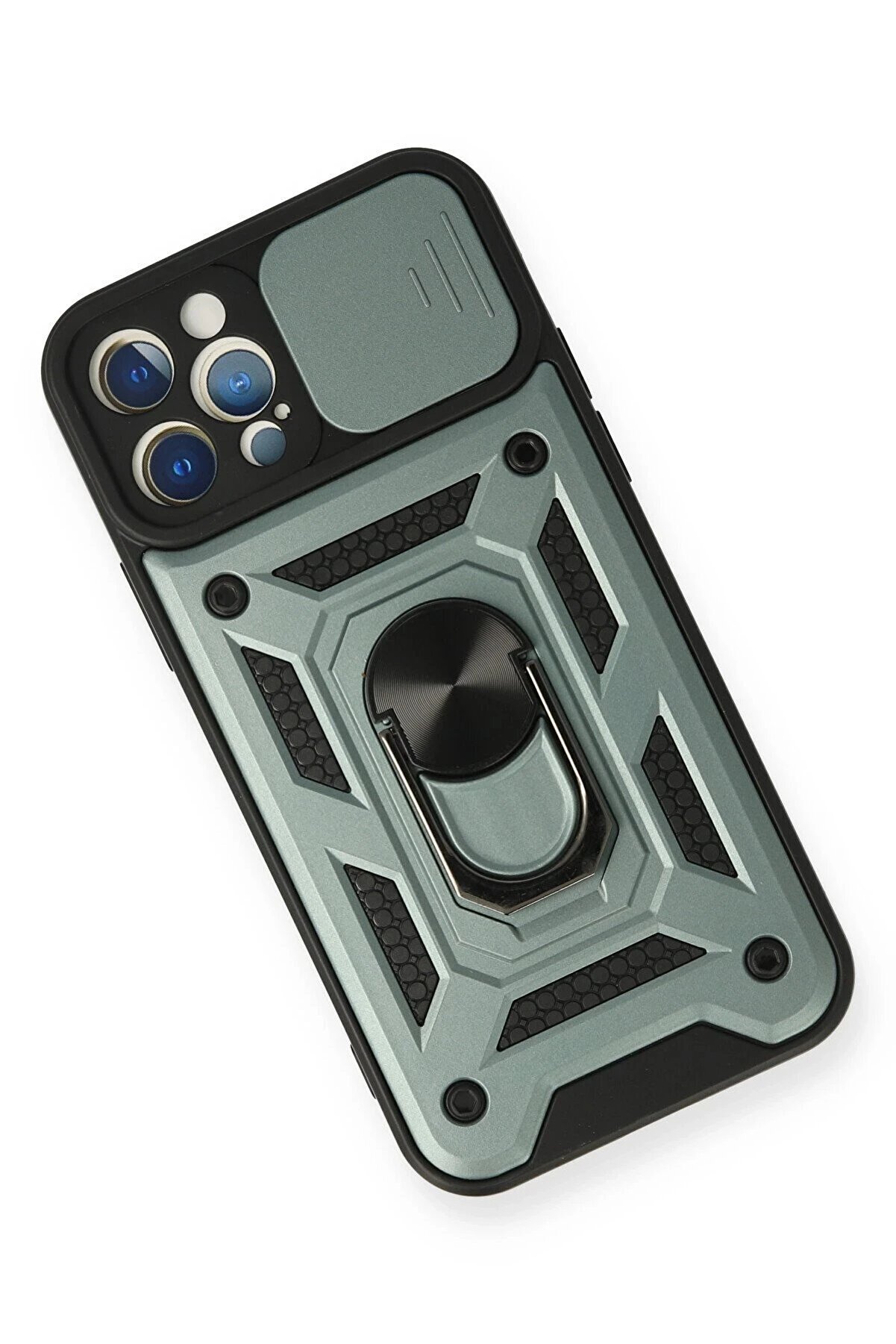 İphone 12 Pro Kılıf Pars Lens Yüzüklü Si̇li̇kon - Yeşi̇l - Dropx6107-3343