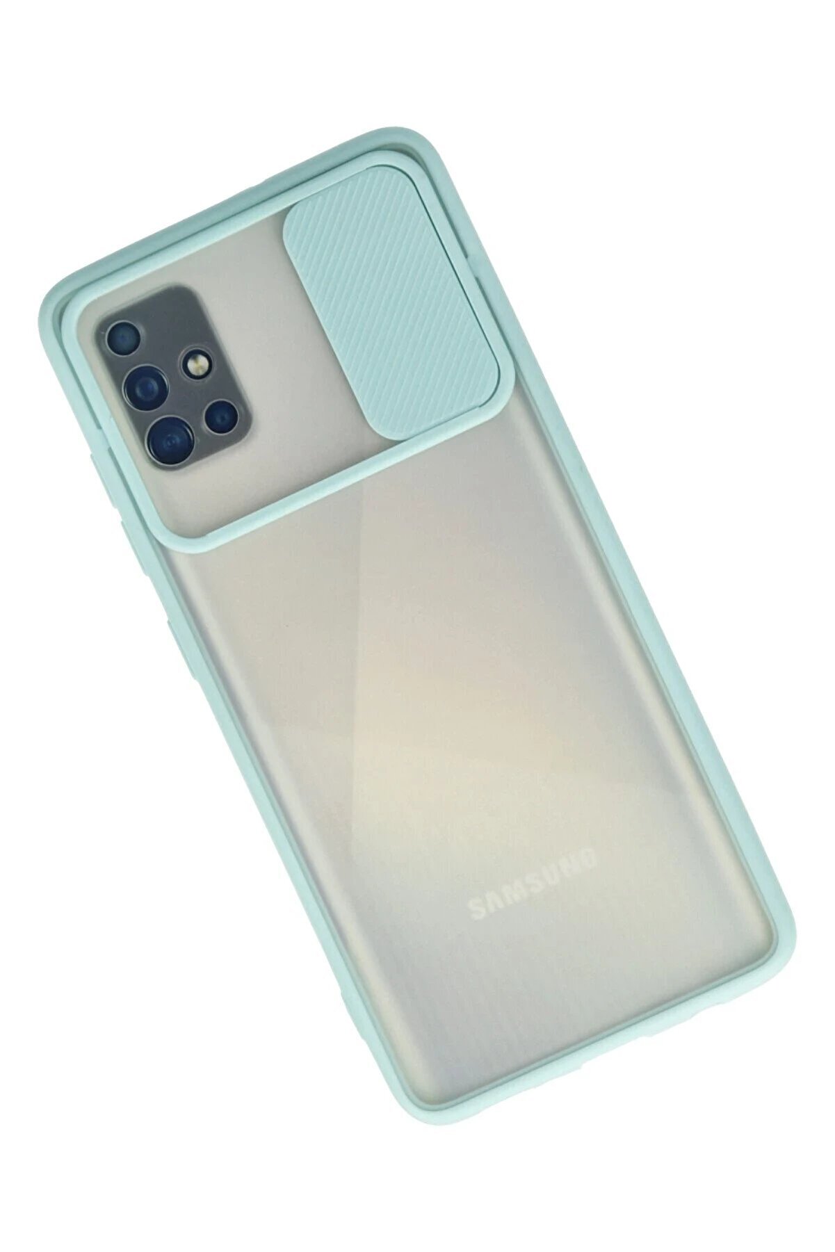 Samsung Galaxy A71 Kılıf Palm Buzlu Kamera Sürgülü Si̇li̇kon - Turkuaz - Dropx6348-7716