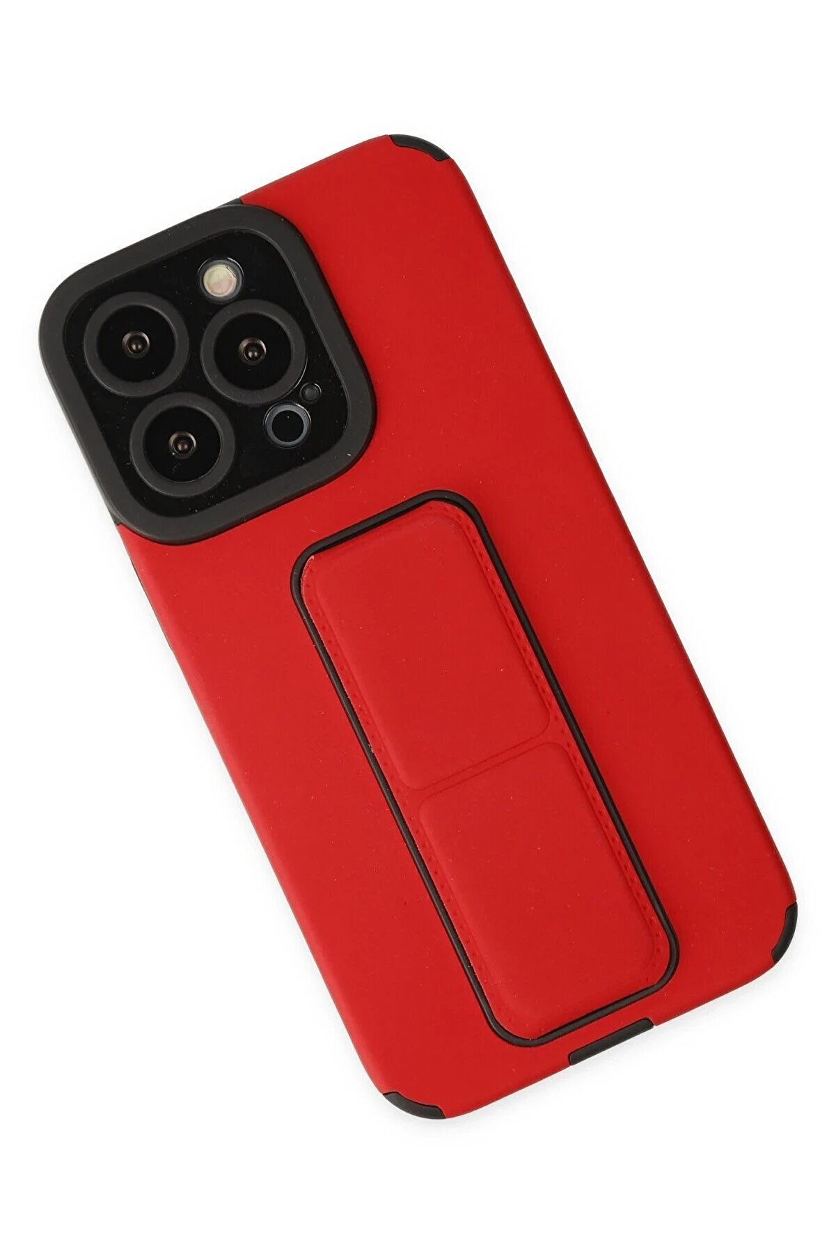 İphone 13 Pro Max Kılıf Mega Standlı Si̇li̇kon - Kırmızı - Dropx8920-7025