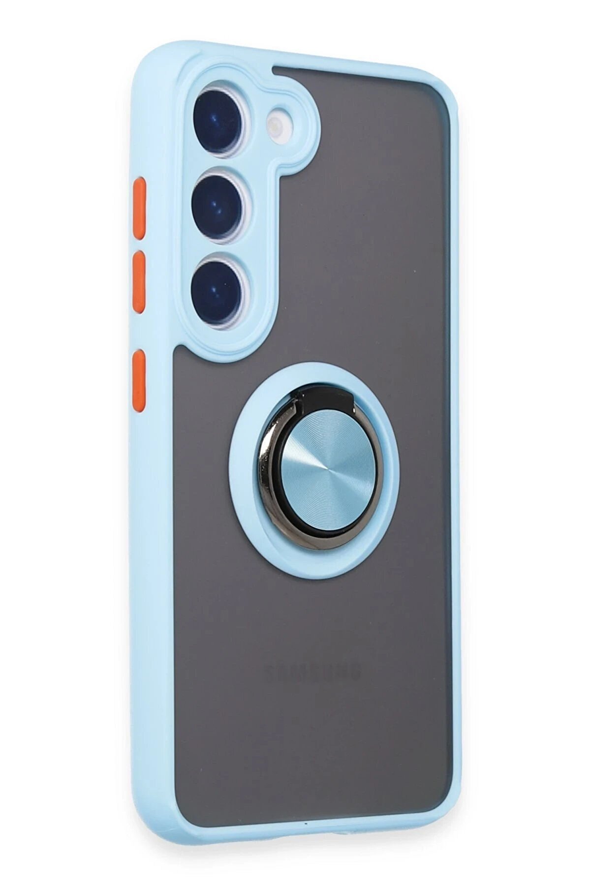 Samsung Galaxy S23 Kılıf Montreal Yüzüklü Si̇li̇kon Kapak - Buz Mavi̇ - Dropx7531-7581