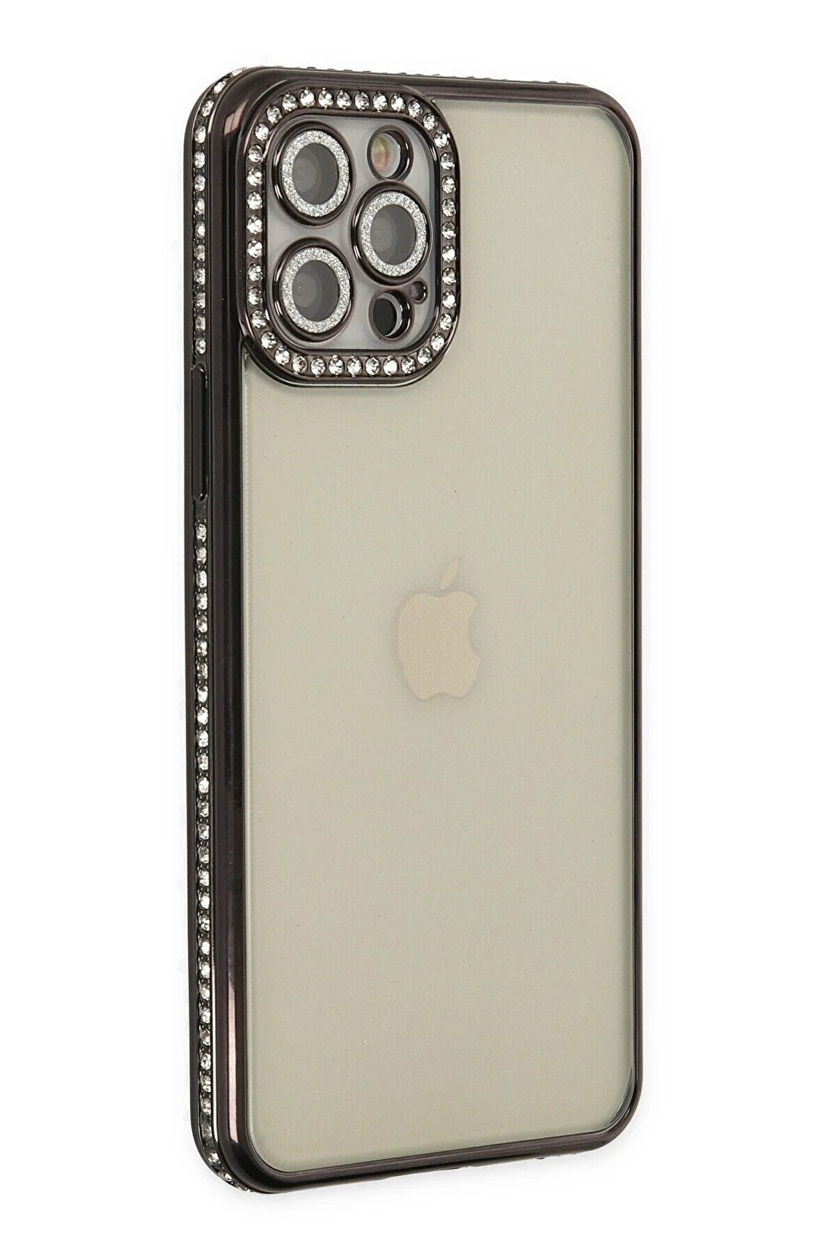 CepteToptan iPhone 12 Pro Kılıf Joke Taşlı Silikon - Siyah - DROPX6475-6057