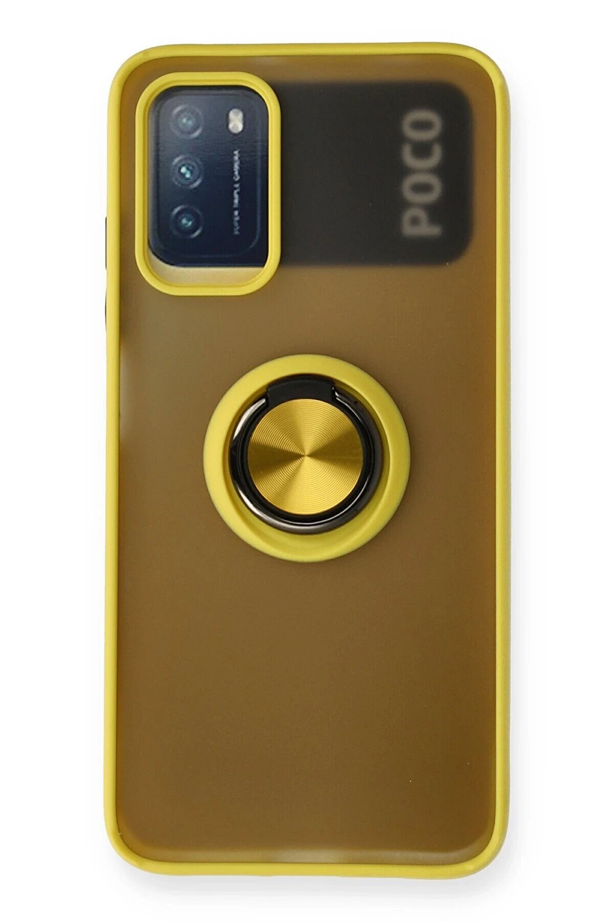 CepteToptan Xiaomi Redmi 9T Kılıf Montreal Yüzüklü Silikon Kapak - Sarı - DROPX5270-6833